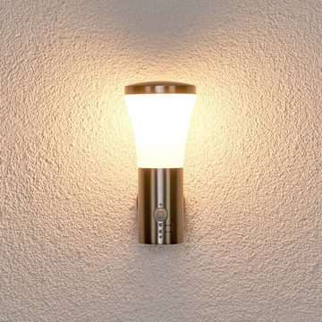 Lindby Außen-Wandleuchte Sumea, LED-Leuchtmittel fest verbaut, warmweiß, Modern, Edelstahl, Polycarbonat, edelstahl, weiß, 1 flammig, inkl.