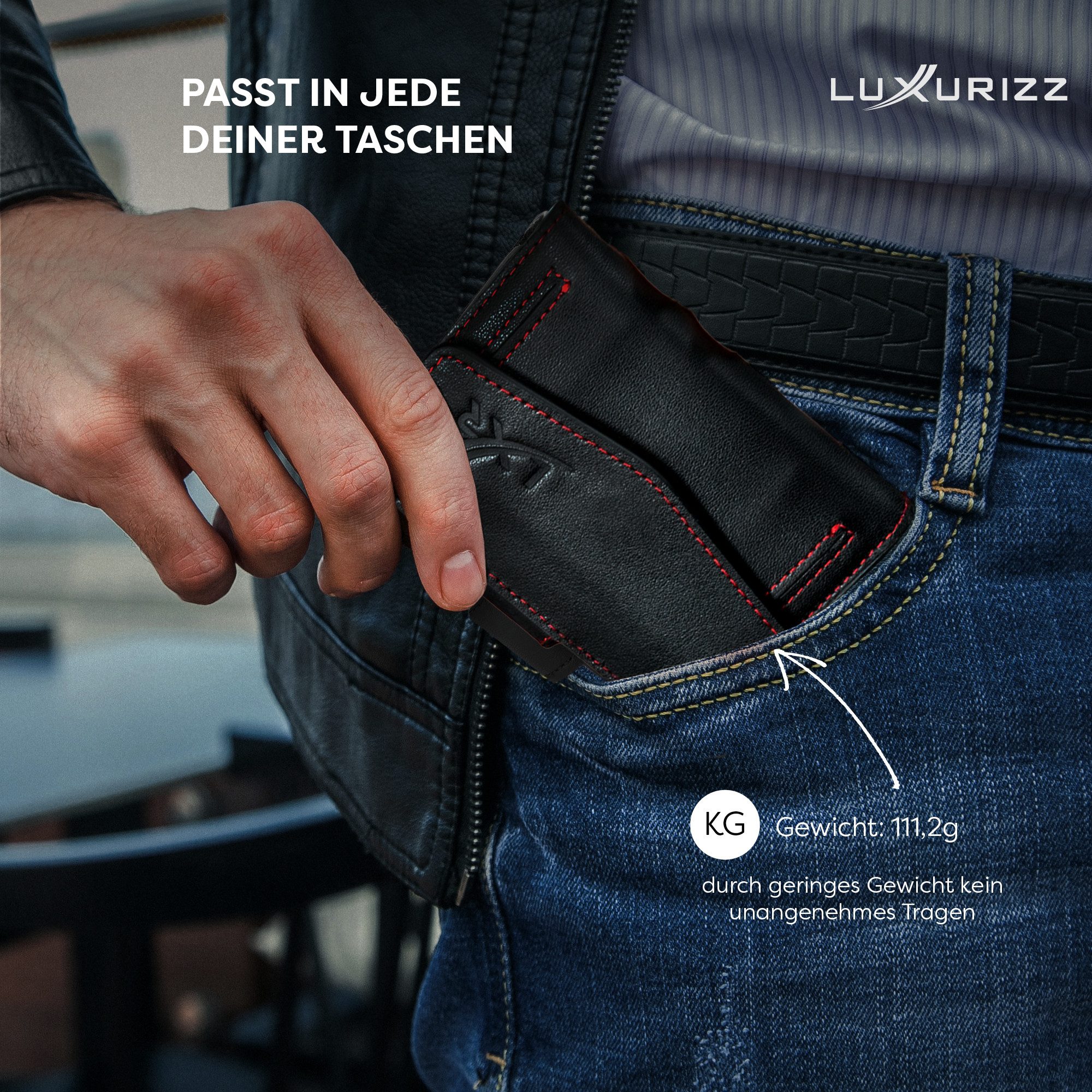 Luxurizz Mini Geldbörse Slim Wallet Echtleder mit Münzfach – Bild 5 von 5