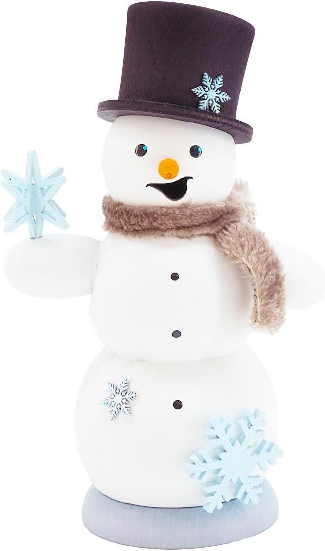 Kuhnert Räucherhaus Kuhnert Rauchfigur Schneemann mit Schneesternen, 100% Made in Germany, Erzgebirgische Holzkunst