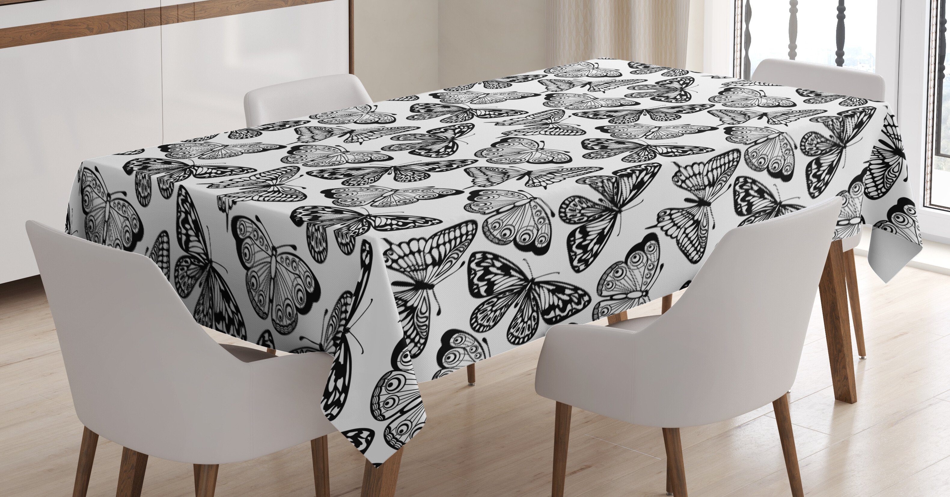 Abakuhaus Tischdecke Farbfest Waschbar Für den Außen Bereich geeignet Klare Farben, Schwarz und weiß Abstrakt Fauna | Tischdecken