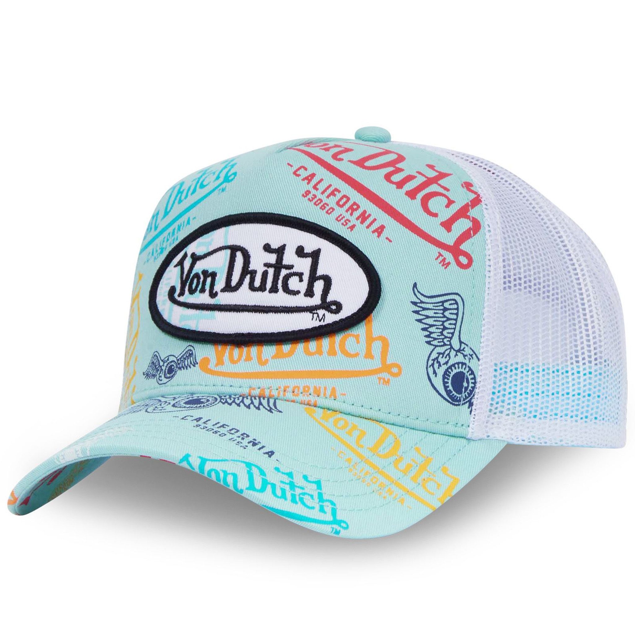 Von Dutch Trucker Cap Von Dutch Originals Trucker Cap - Allover GRAFITTI Logo Patch (Basecap, Basecap, Meshcap, Trucker Kappe) viele kleine Logo-Prints