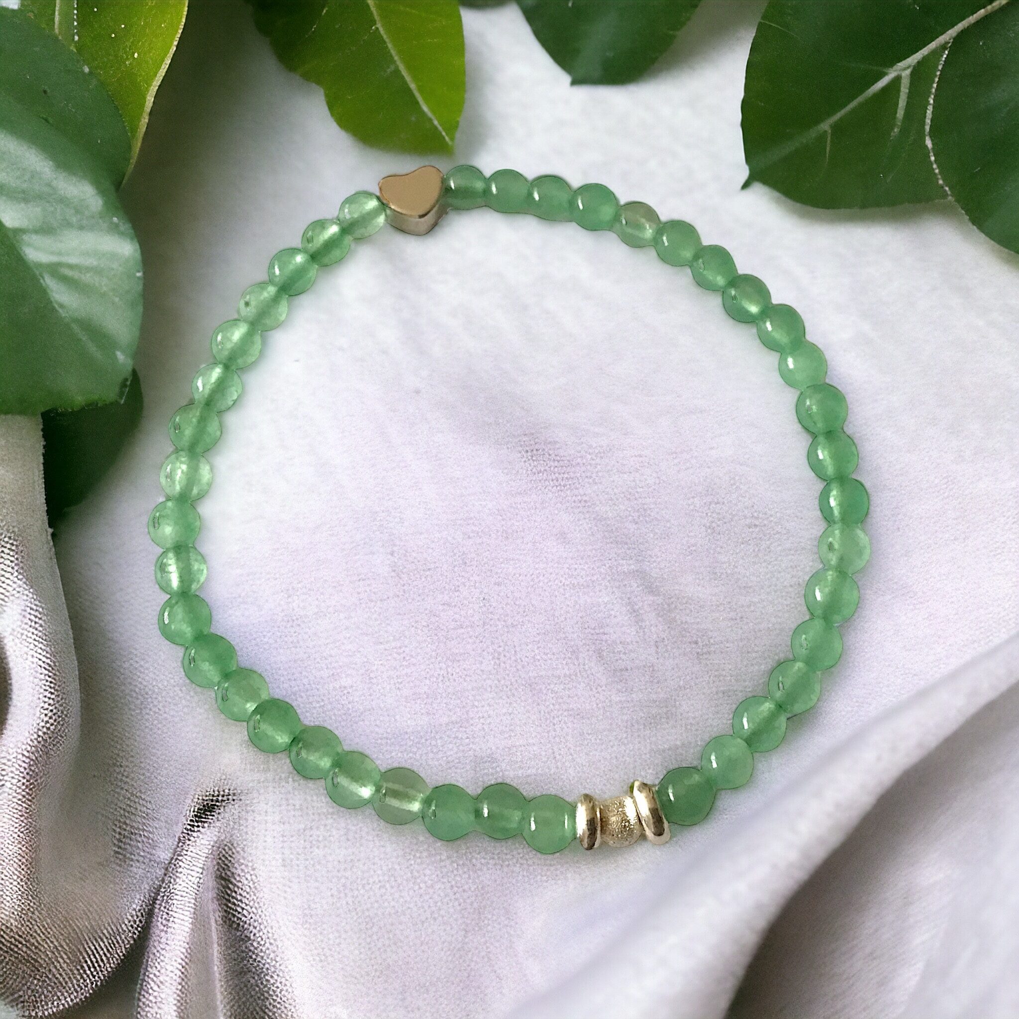 Steinfixx® Perlenarmband Aventurin Perlenarmband 925 Silberperle - Handarbe günstig online kaufen