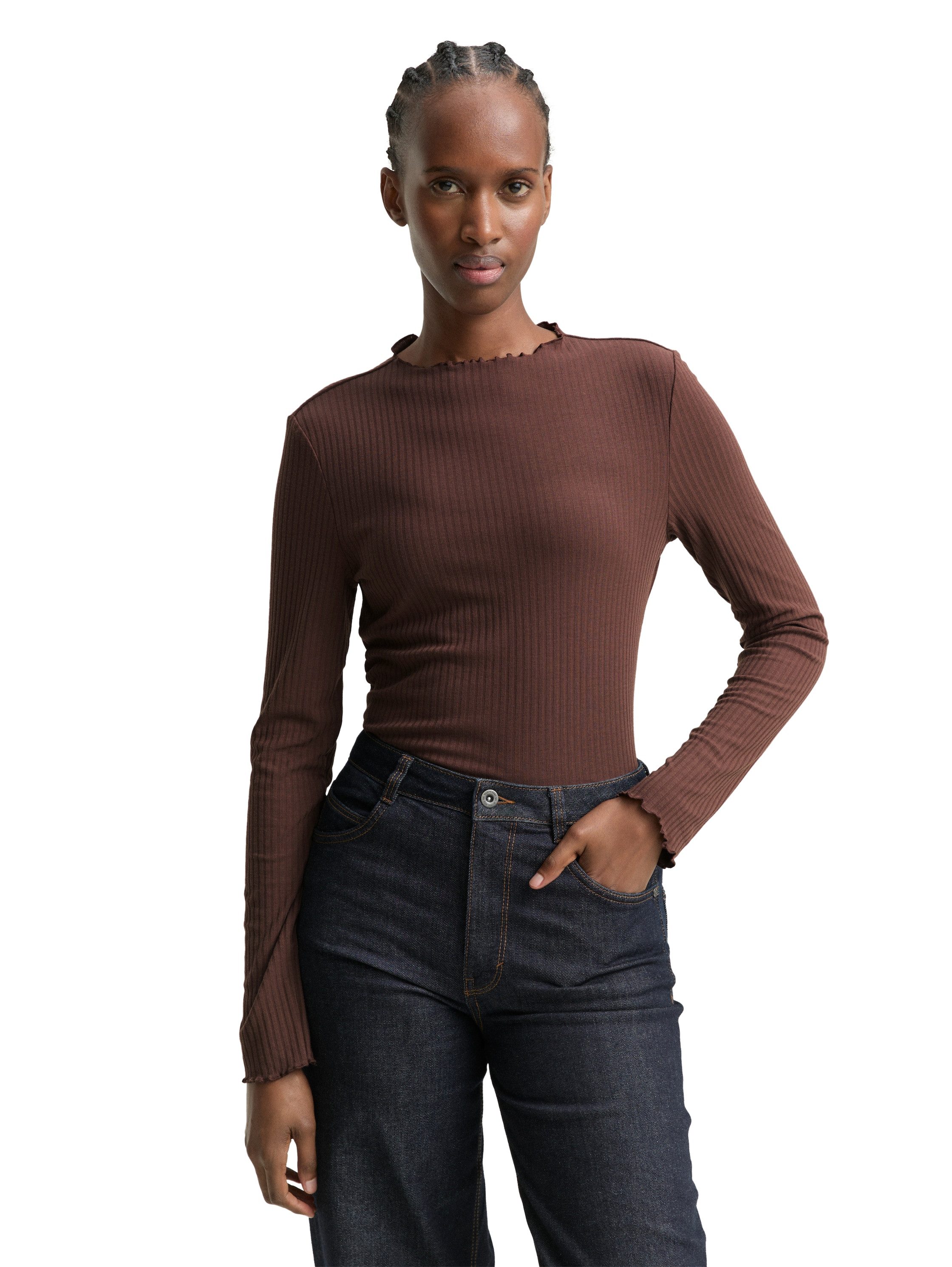 TOM TAILOR Denim Langarmshirt mit gewelltem günstig online kaufen