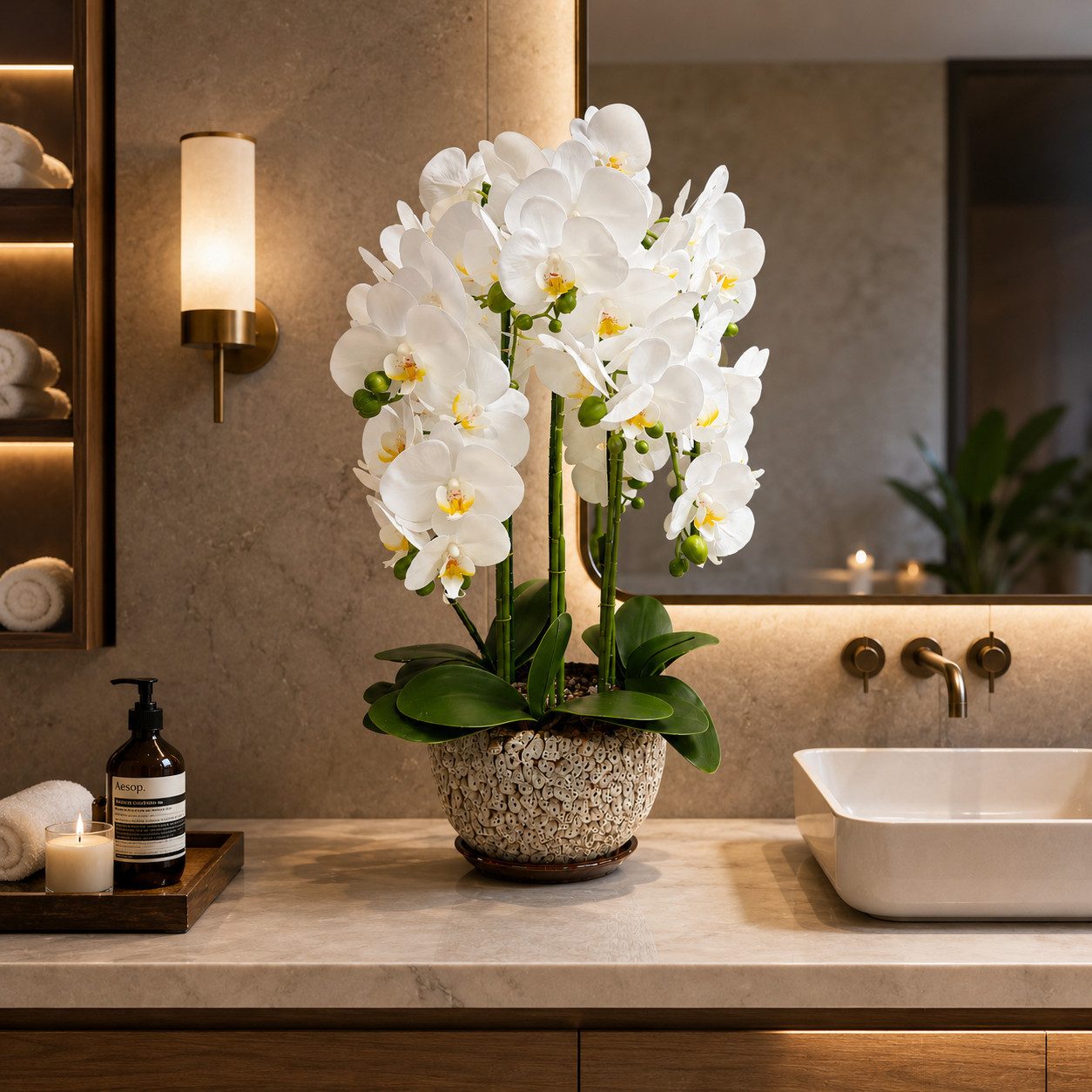 Kunstorchidee PASCH® Orchidee künstlich wie echt in Hochglanz-Keramiktopf Orchidee, PASCH, Hochglanz Keramiktopf