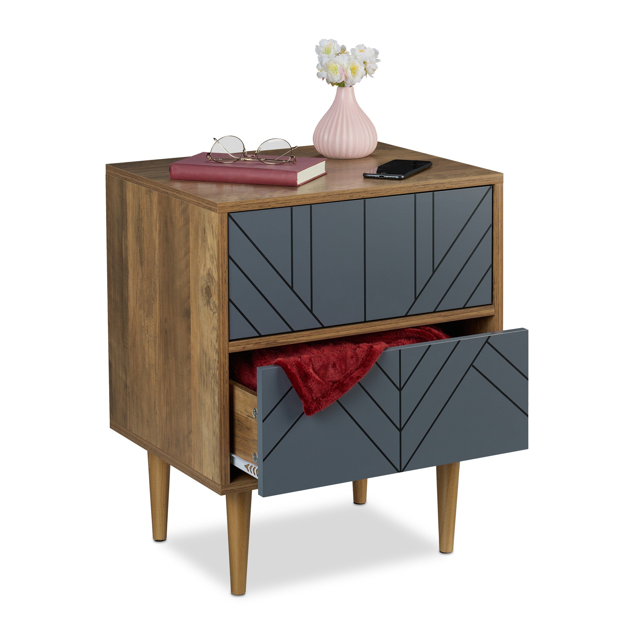 relaxdays Sideboard Schränkchen mit 2 Schubladen günstig online kaufen