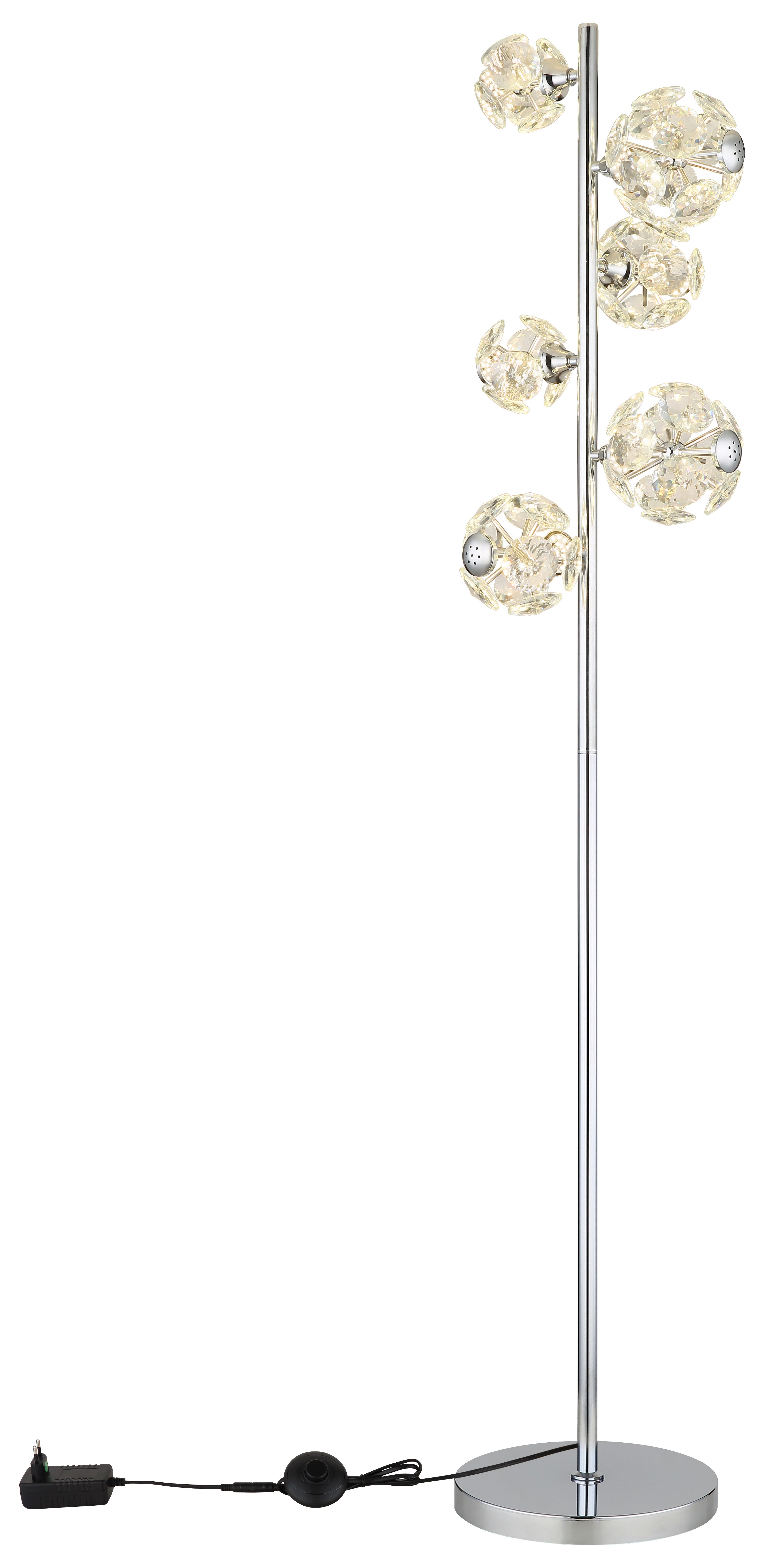 GLOBO LIGHTING LED Stehlampe VIRINA, LED fest integriert, Warmweiß, Stehlampe/Kristalle/3000K/Wohnzimmer/Schlafzimmer/Flur