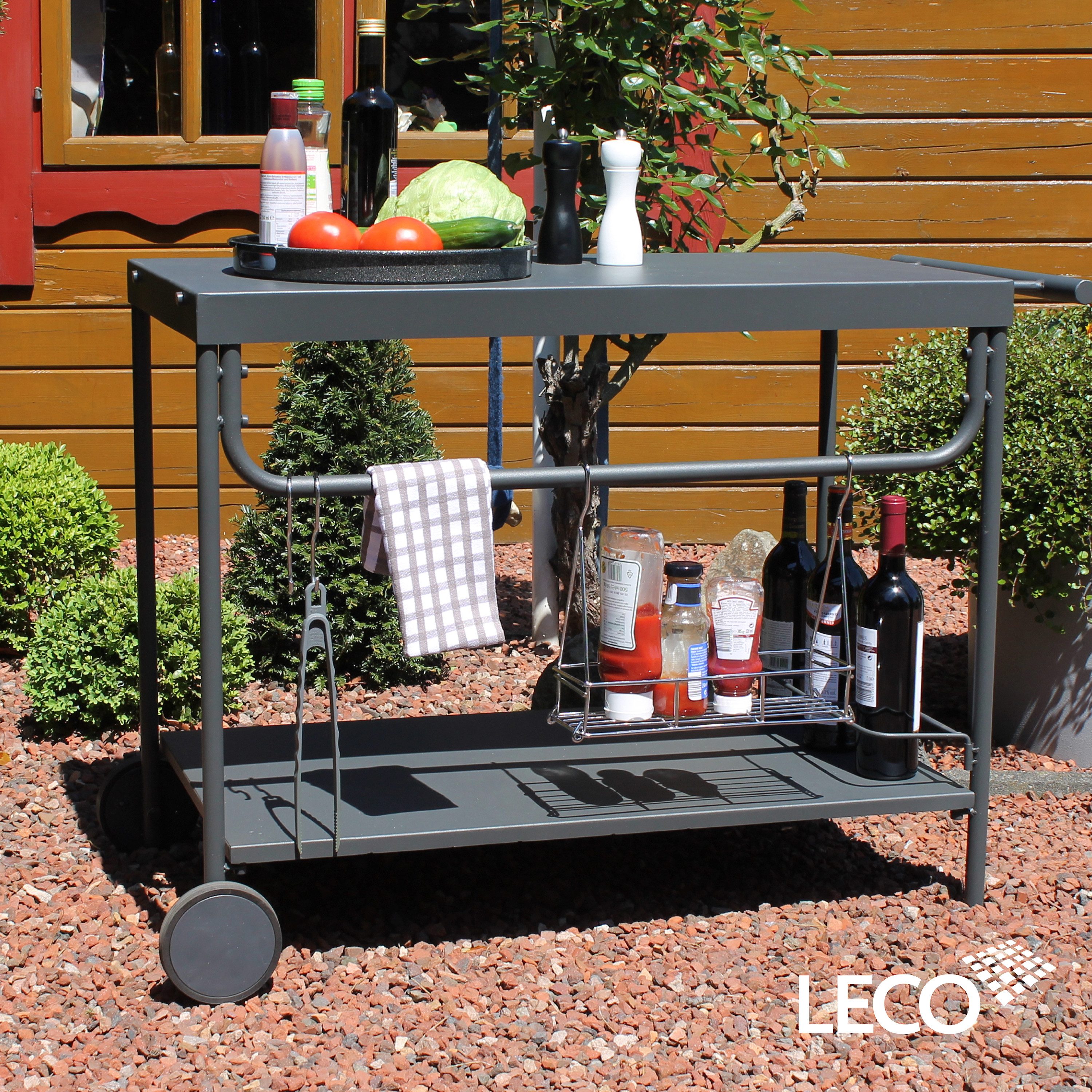 Leco Grillablagetisch Grillwagen Grilltisch Ablagetisch Grill Serviertisch Servierwagen (1 Tisch), Breite 100 cm