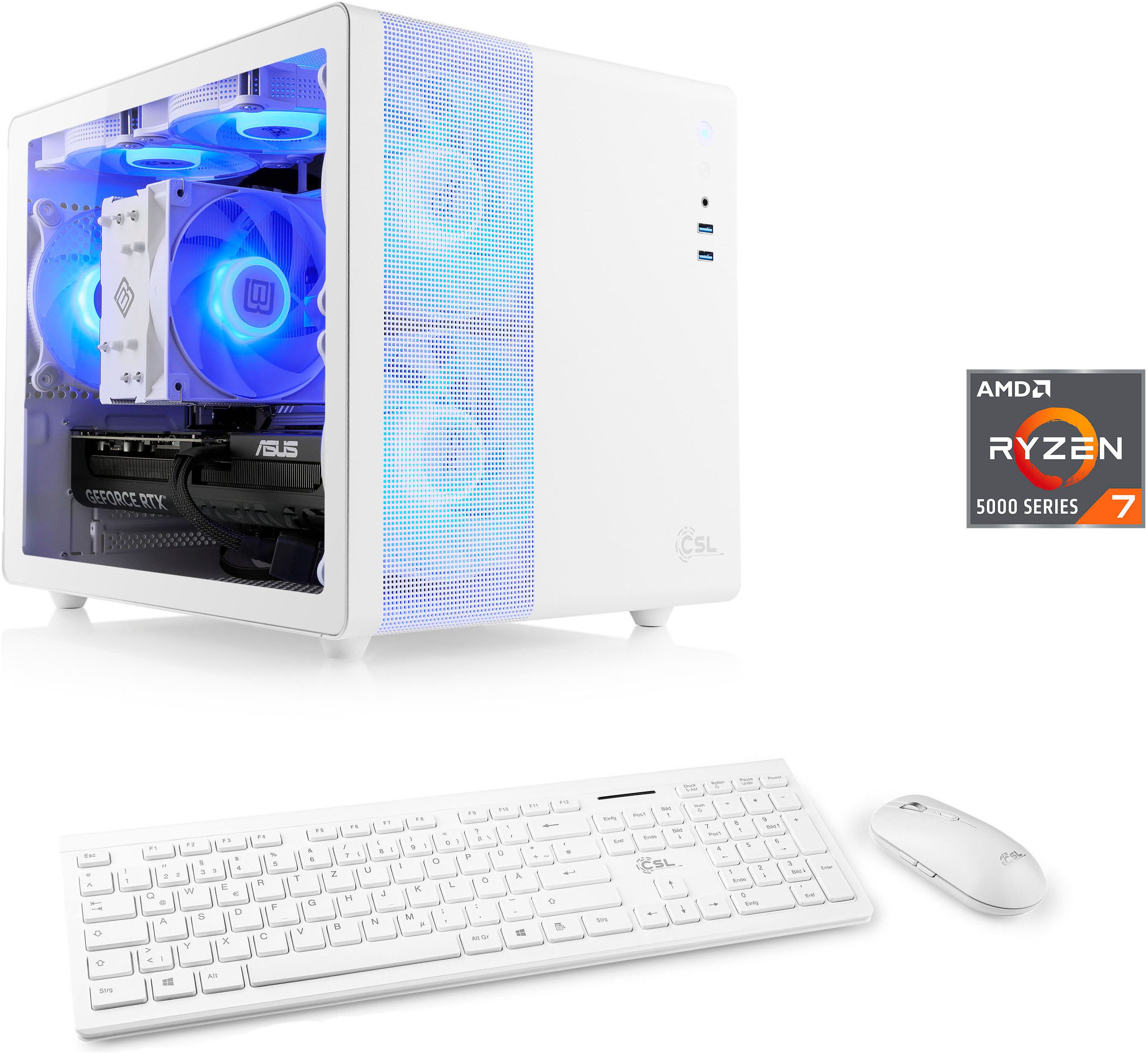 CSL Cube V24208 PC (AMD Ryzen 7 5700X, GeForce RTX 4060, 32 GB RAM, 1000 GB SSD, Luftkühlung)