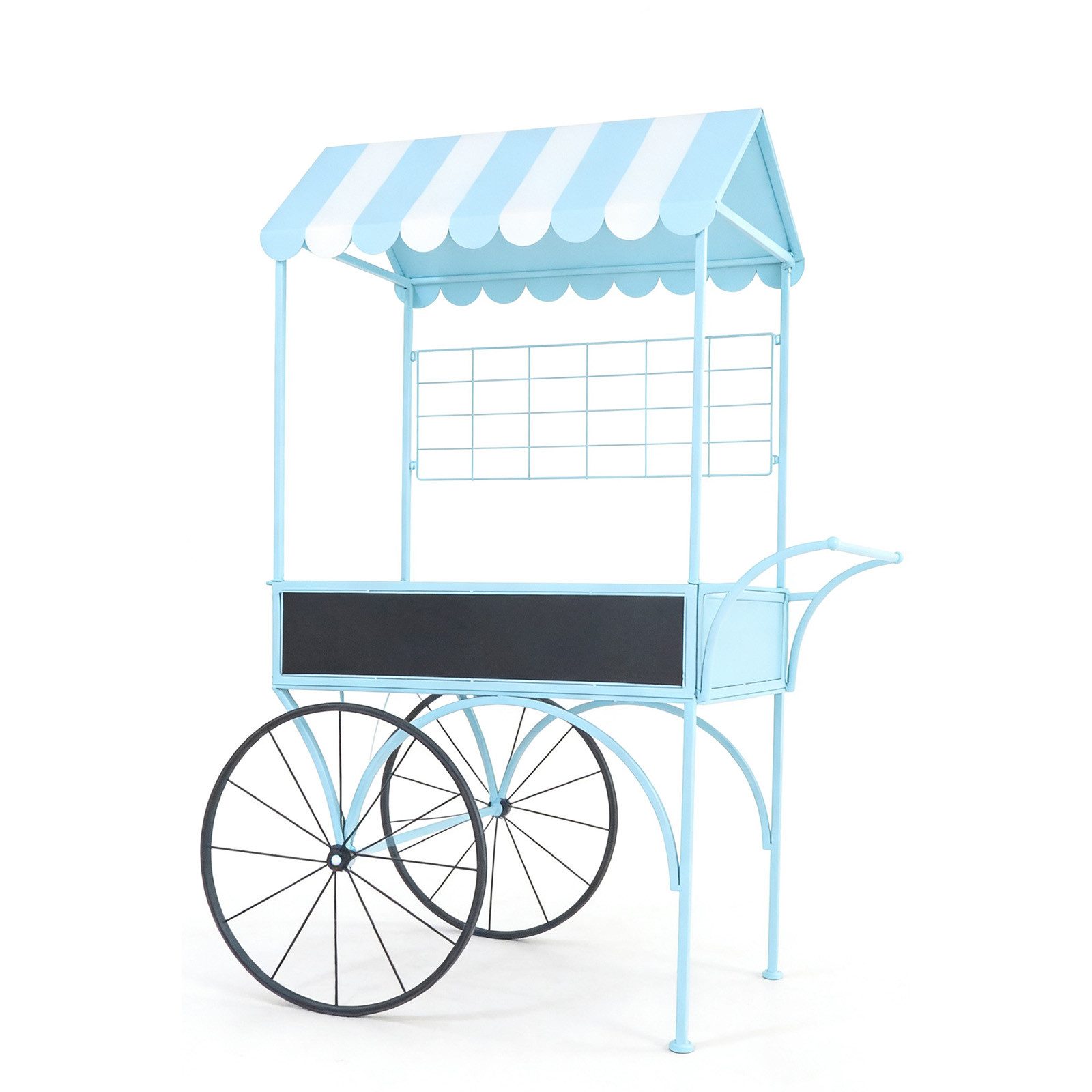 HTI-Living Gartenfigur Dekorativer Blumenwagen aus Metall blau Vintage Buffetwagen für Garten, (1 Marktwagen ohne Dekoration), Marktwagen auf Rädern