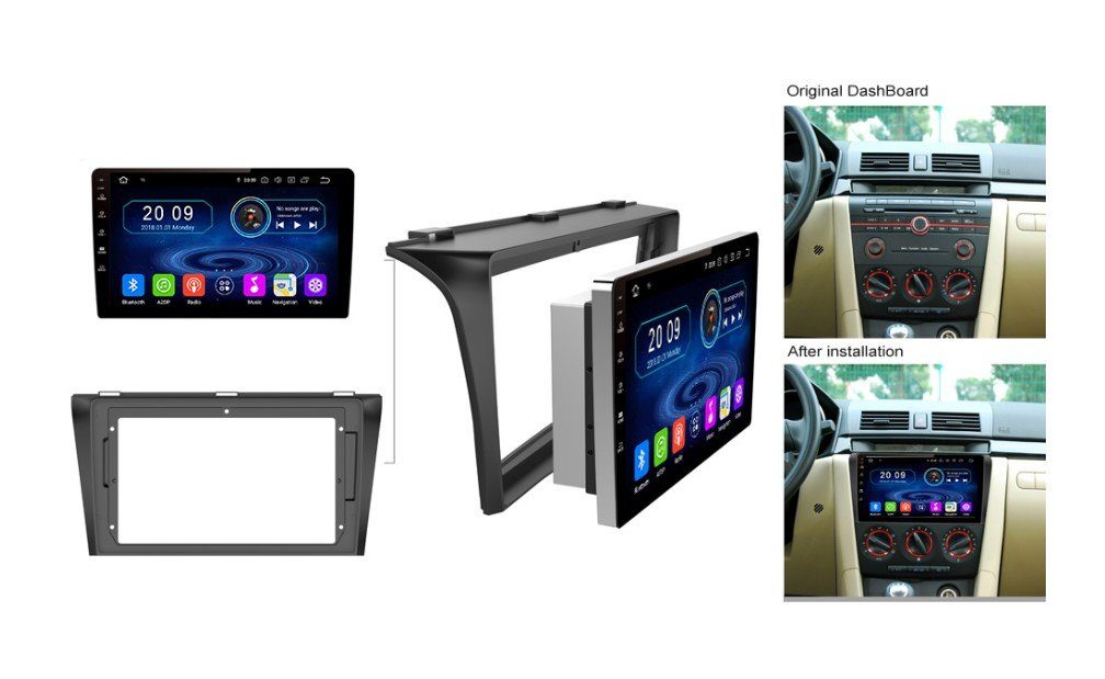 TAFFIO Für Mazda 3 04-09 9" Touchscreen Android Autoradio CarPlay AndroidAuto Einbau-Navigationsgerät