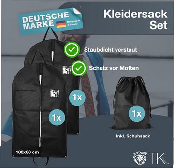 Travelfreund® Kleiderschutzhülle Kleidersack Set - 2x Kleiderhüllen inkl. 1x Schuhsack - Reise Kit (3er Set, 1 St., 2x Kleidersack und 1x Schuhsack) abwaschbar