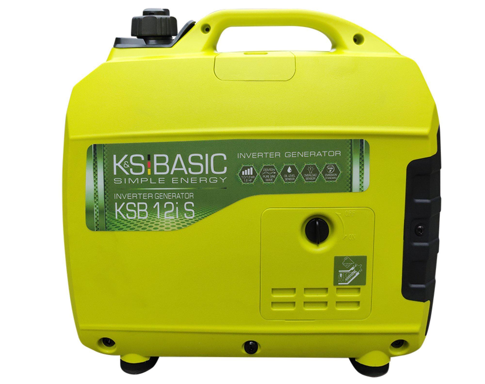 Könner & Söhnen Stromerzeuger KSB 12i S, 1,20 in kW, (geeignet für empfindliche Stromverbraucher, 1-tlg., EURO 5 Motor, 1 x Schuko 230 V, ECO-Modus), schallgedämmtes Gehäuse, kompakte Bauart. IP23M