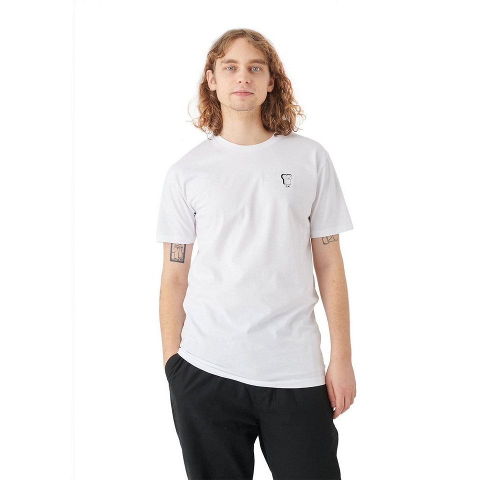 Cleptomanicx T-Shirt Embroidery Toast - white