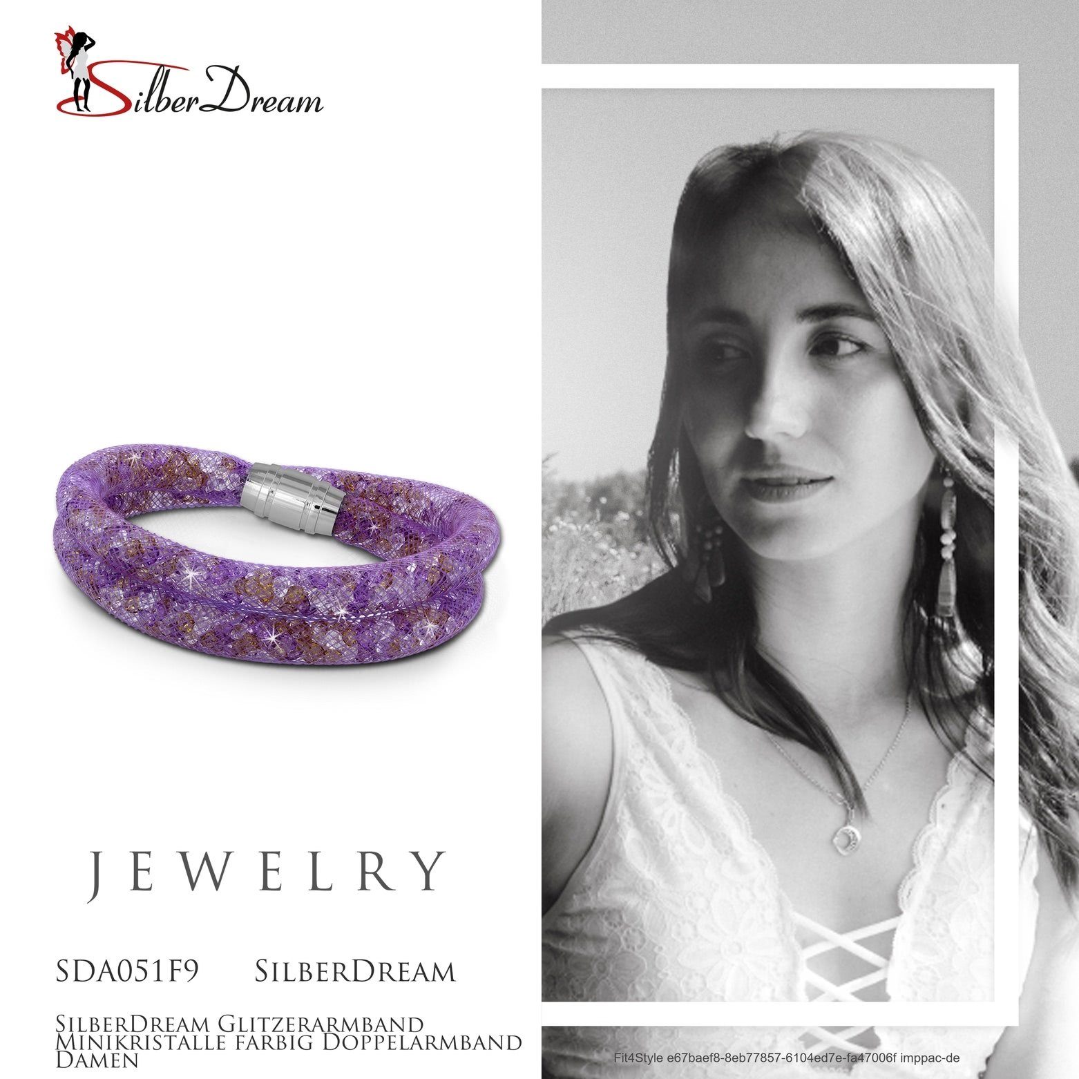 SilberDream mit Arm-Schmuck (Armband), SilberDream bunt Edelstahlarmband Damenarmband Edelstahl-Verschluss, lila, Armband mehrfarbig Farbe: