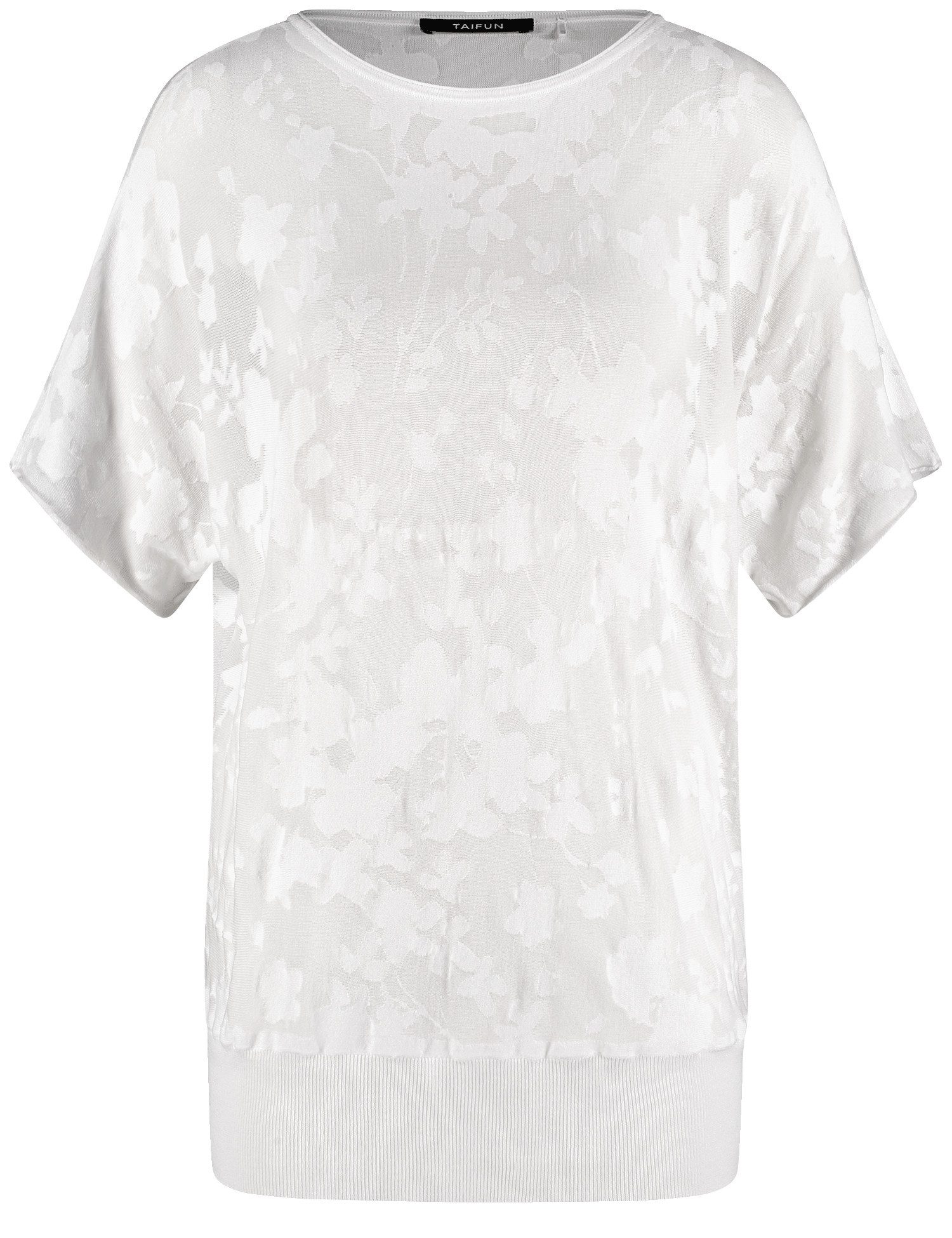 Taifun Strickpullover – Transparentes Shirt mit überschnittenen Schultern - Florales M
