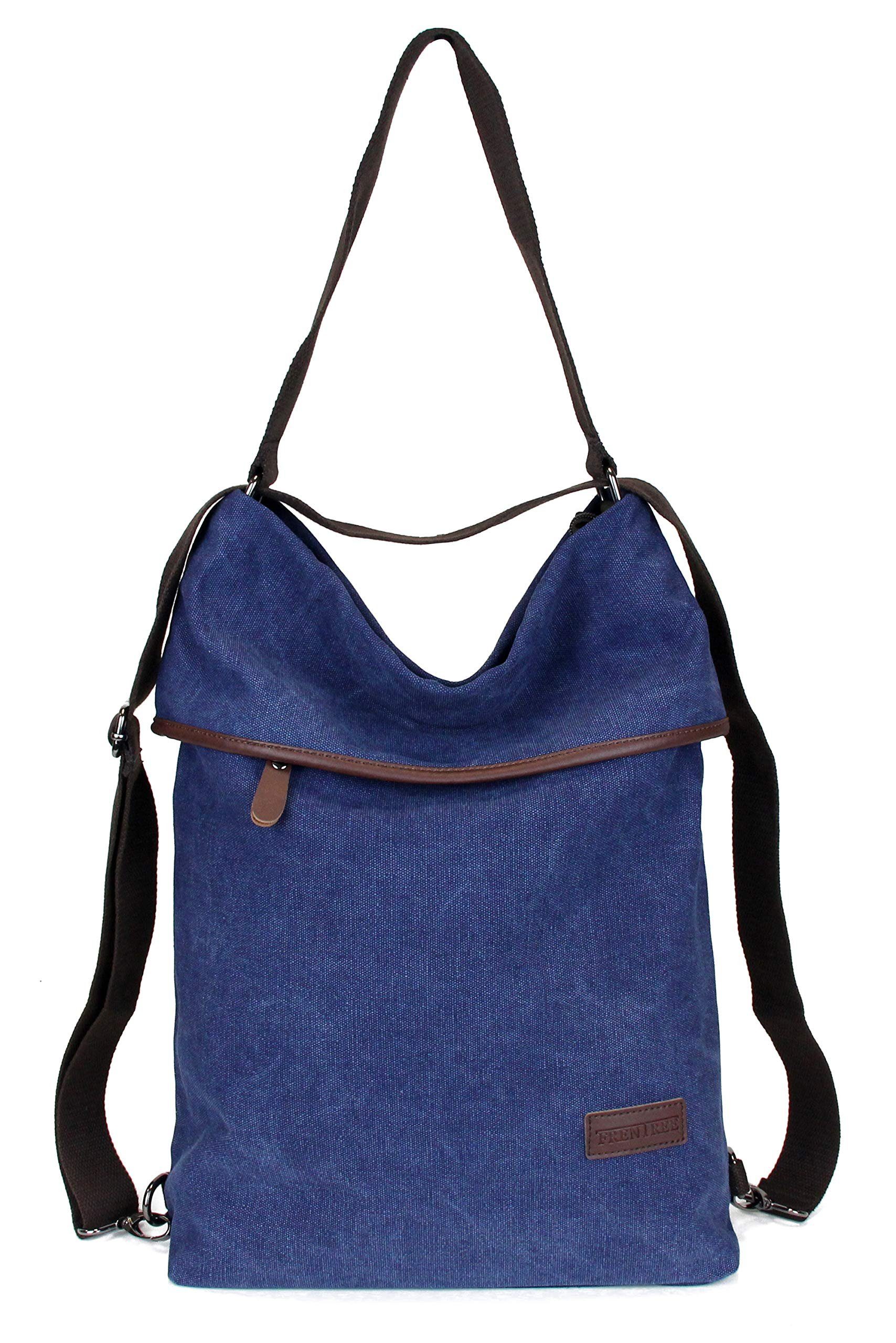 Frentree Schultertasche Canvas Damen Umhängetasche 3in1 Rucksack Handtasche günstig online kaufen