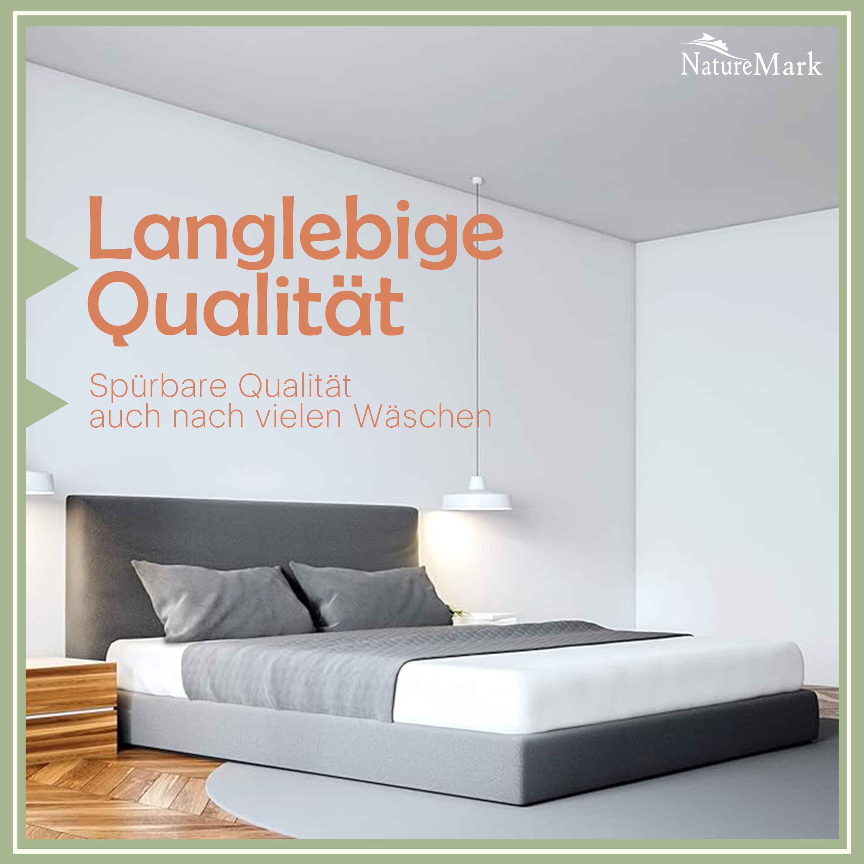 NatureMark Spannbettlaken Mikrofaser Spannbetttuch, Polyester, Gummizug: rundum, viele Größen und Farben Markenware, 200x220 cm, Weiß – Bild 4 von 5