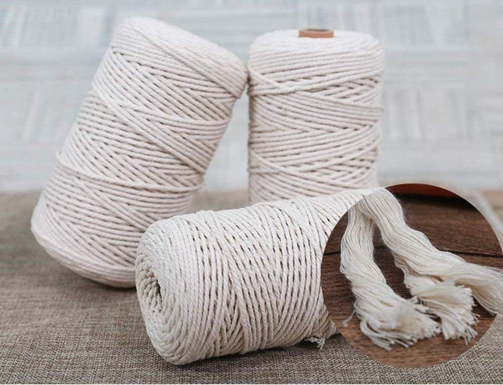 Hiegvor Dekohänger Makramee Garn Natur-Baumwollkordel für DIY-Projekte (Makramee/Set, Makrameerolle), Makramee-Garn: 100% natürliche Baumwolle.