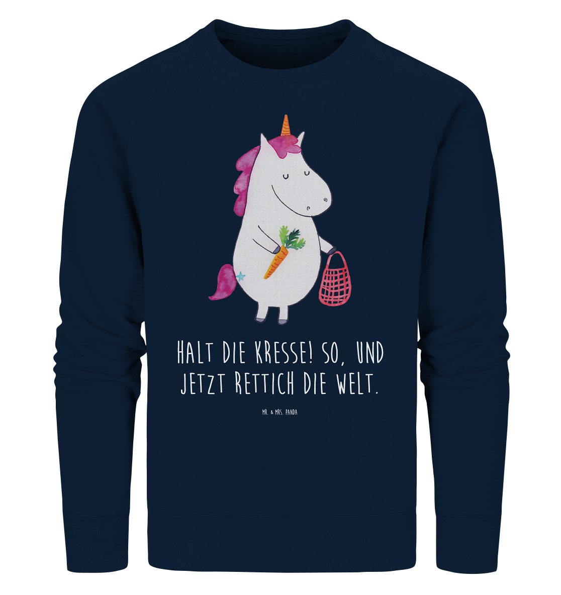 Longpullover Einhorn Gemüse Größe L - French Navy - Geschenk, Pullover, Wochenmark