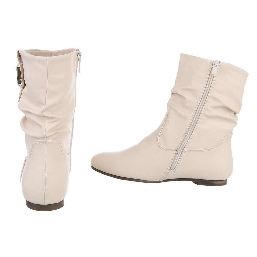 Ital-Design Damen Freizeit Stiefelette (88519485) Blockabsatz Flache Stiefeletten in Beige