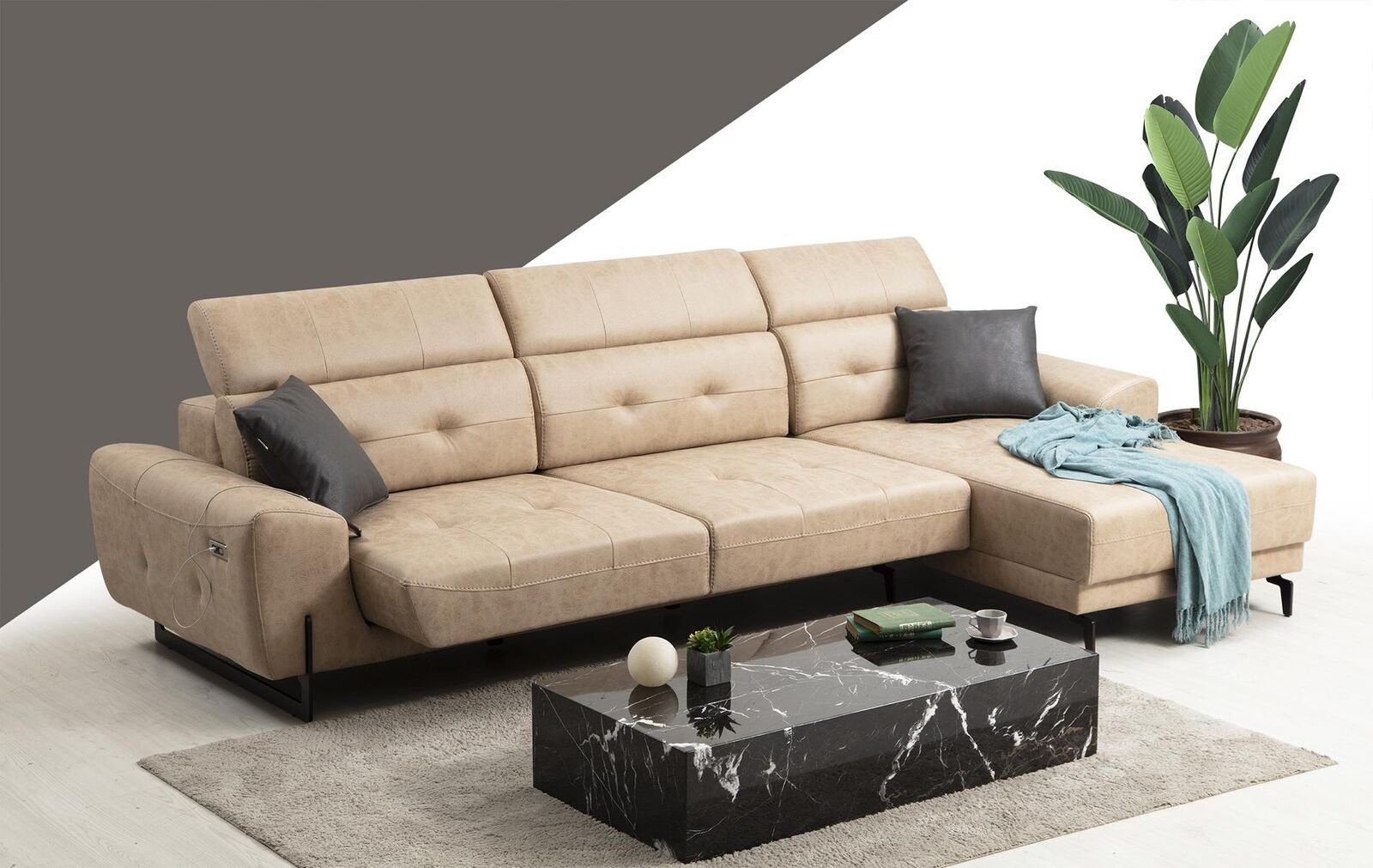 Sofa Luxus L-Form Designer Made Couch JVmoebel in Modern, Europa 3 Teile, Ecksofa Möbel Wohnzimmer