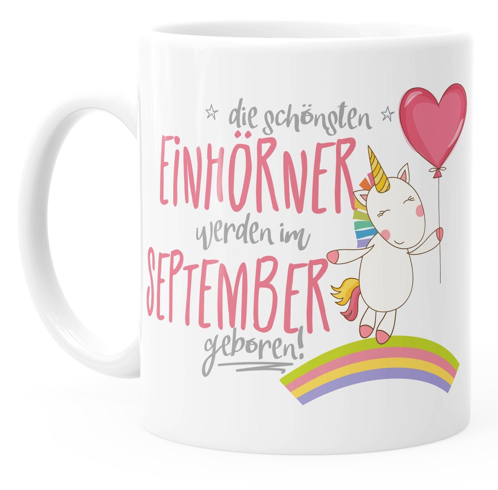 MoonWorks Tasse Geschenk-Tasse die schönsten Einhörner werden im September geboren, Keramik