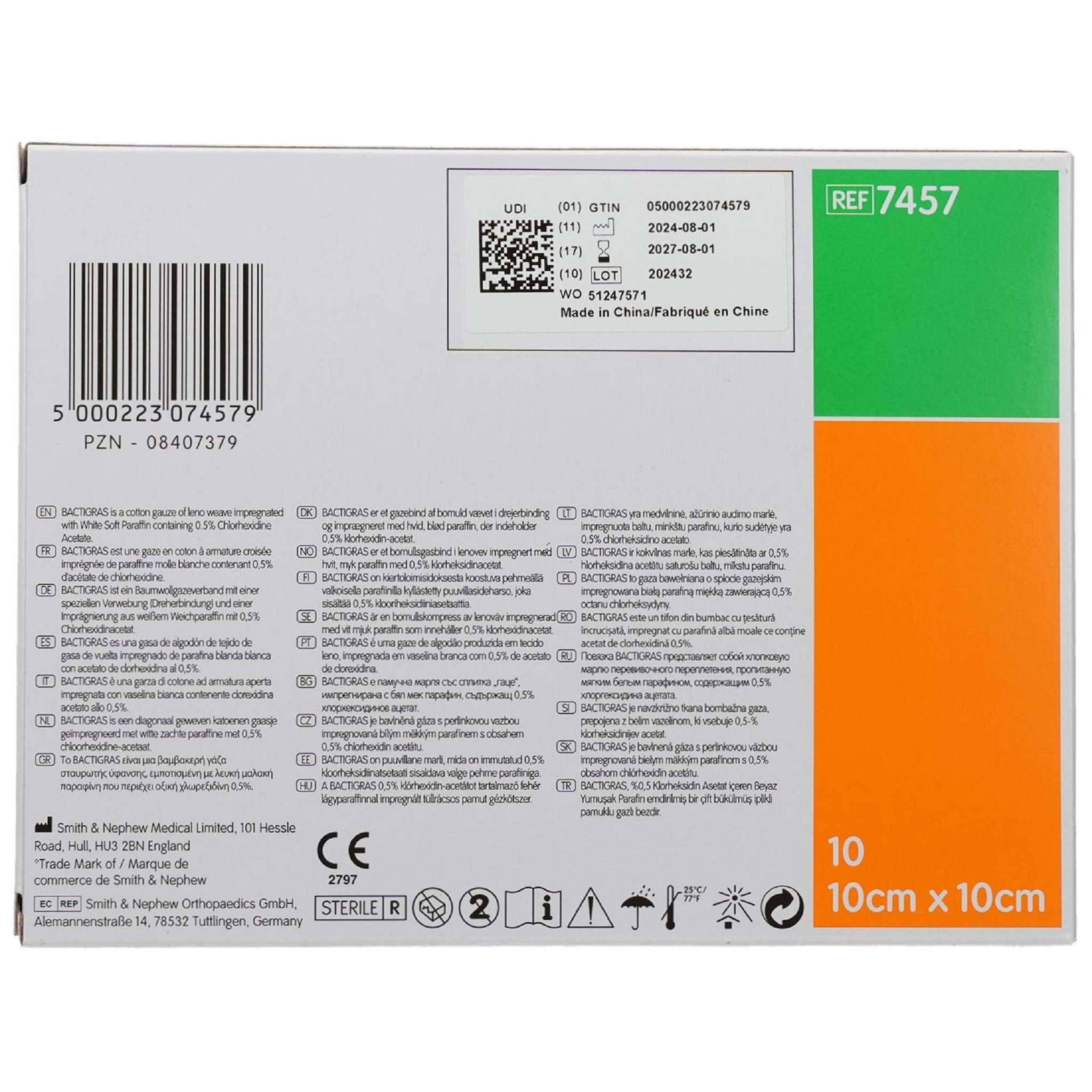 Smith & Nephew Wundpflaster antiseptische Paraffingaze 10x10 cm 10St PZN 08407379