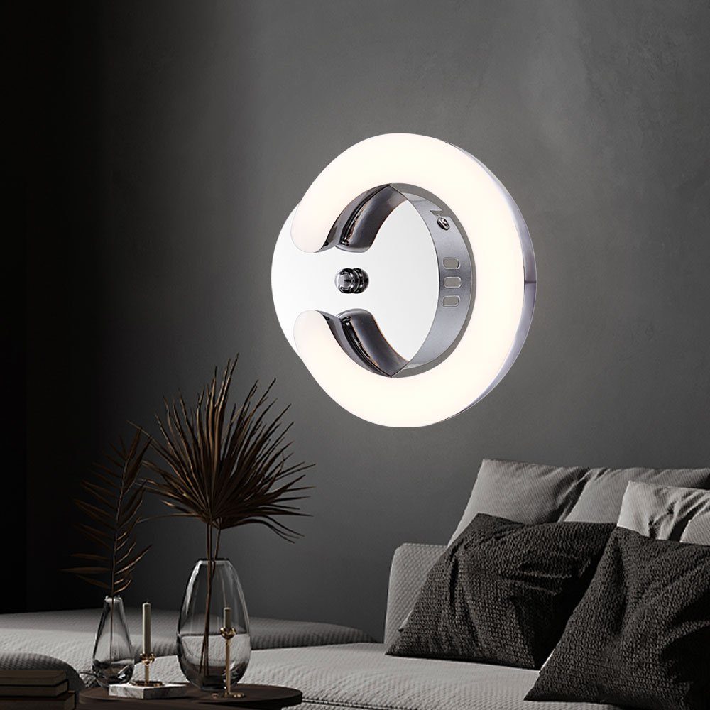 etc-shop LED Wandleuchte, LED-Leuchtmittel 8W Wand Leuchte fest Diele Acryl Kunstvolle verbaut, Lampe LED Chrom