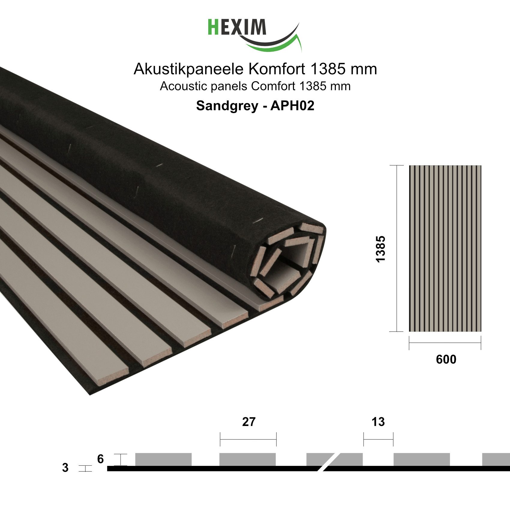 Hexim Wanddekoobjekt APH02 (Akustikpaneele 138,5x60cm Holz Comfort - flexib günstig online kaufen