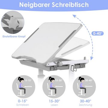 TLGREEN Kinderschreibtisch, mit Stuhl, Höhenverstellbar, Kindertisch Stuhl Set