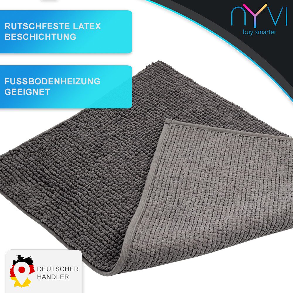 NYVI Badematte WC Vorleger NYVISpa Chenille Badvorleger, Höhe 20 mm, Polyester, Rutschfest, Saugfähig, Schnell Trocknend, Fußbodenheizung geeignet – Bild 3 von 5
