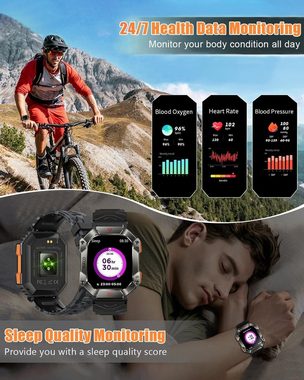 Fitonus Herren's mit Telefonfunktion IP67 Wasserdicht Smartwatch (2 Zoll), mit 650mAh Akku, Kompass, Barometer, Blutdruck Schlafmonitor