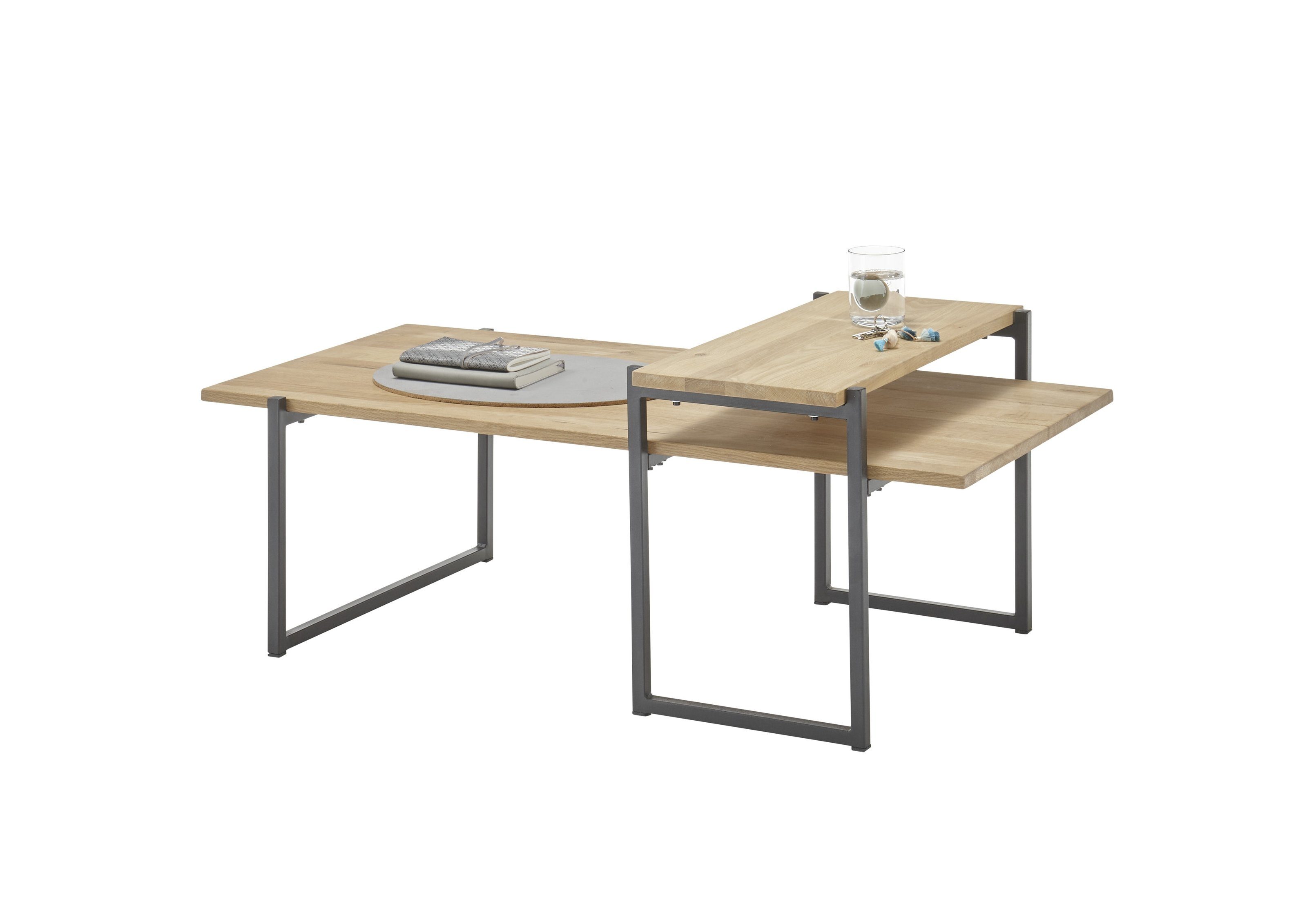 Stolkom Sp.z.o.o. Couchtisch in Eiche, Metall schwarz - 118x48x64cm (BxHxT)