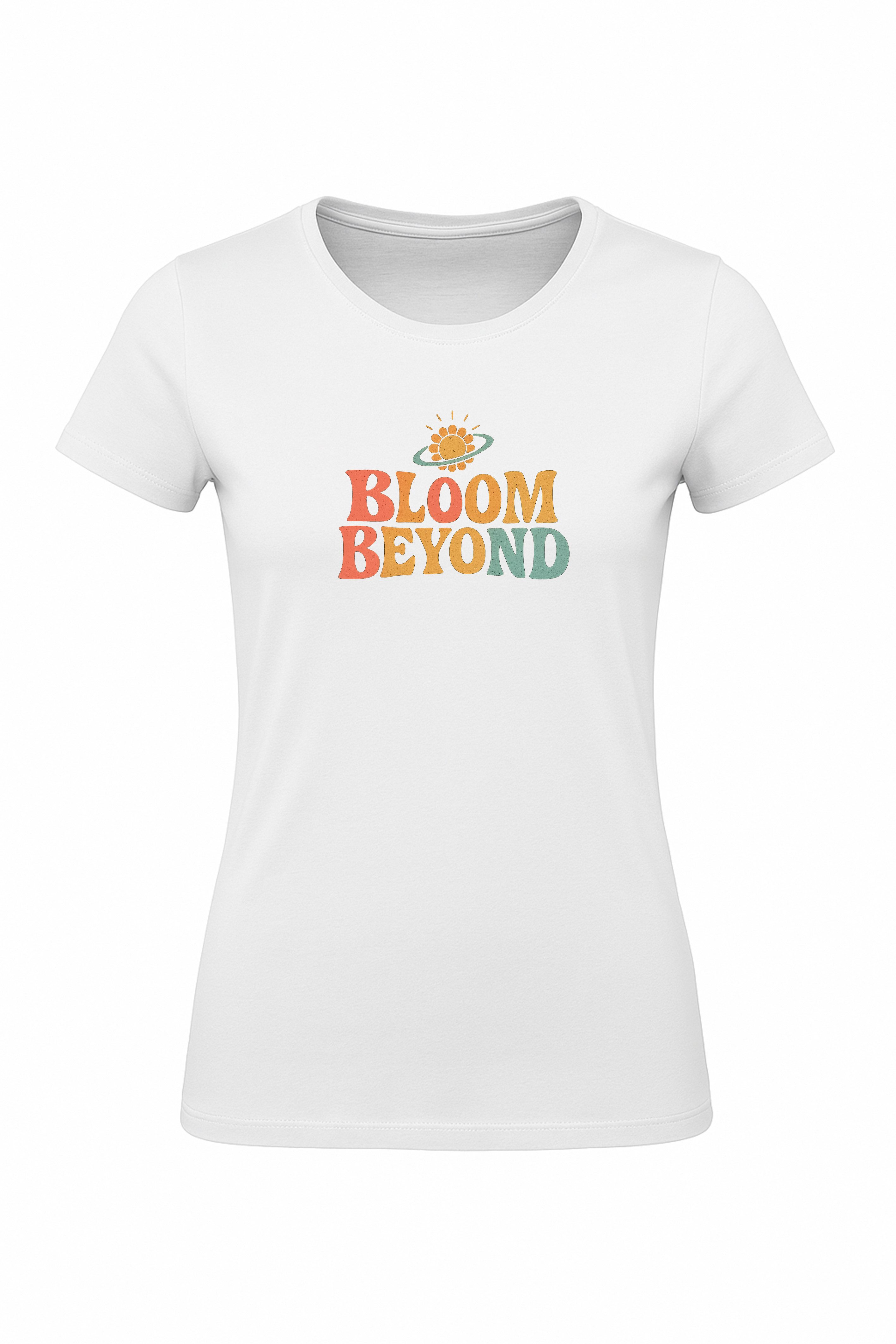 T-Shirt Damen Rundhals T-Shirt „BLOOM BEYOND“ – 100% Baumwolle, Medium Fit