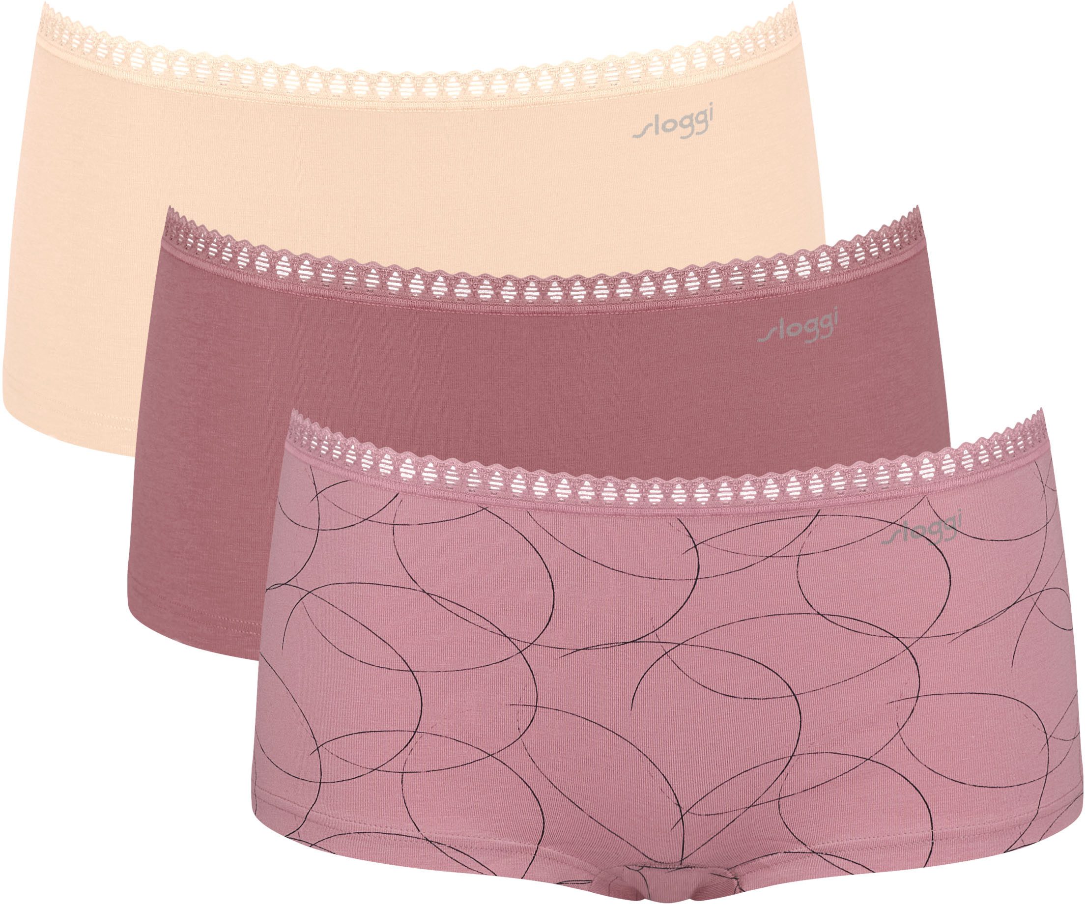 sloggi Retro Pants GO Crush (3er Pack) Spitzendetails, Multipack, Baumwollm günstig online kaufen