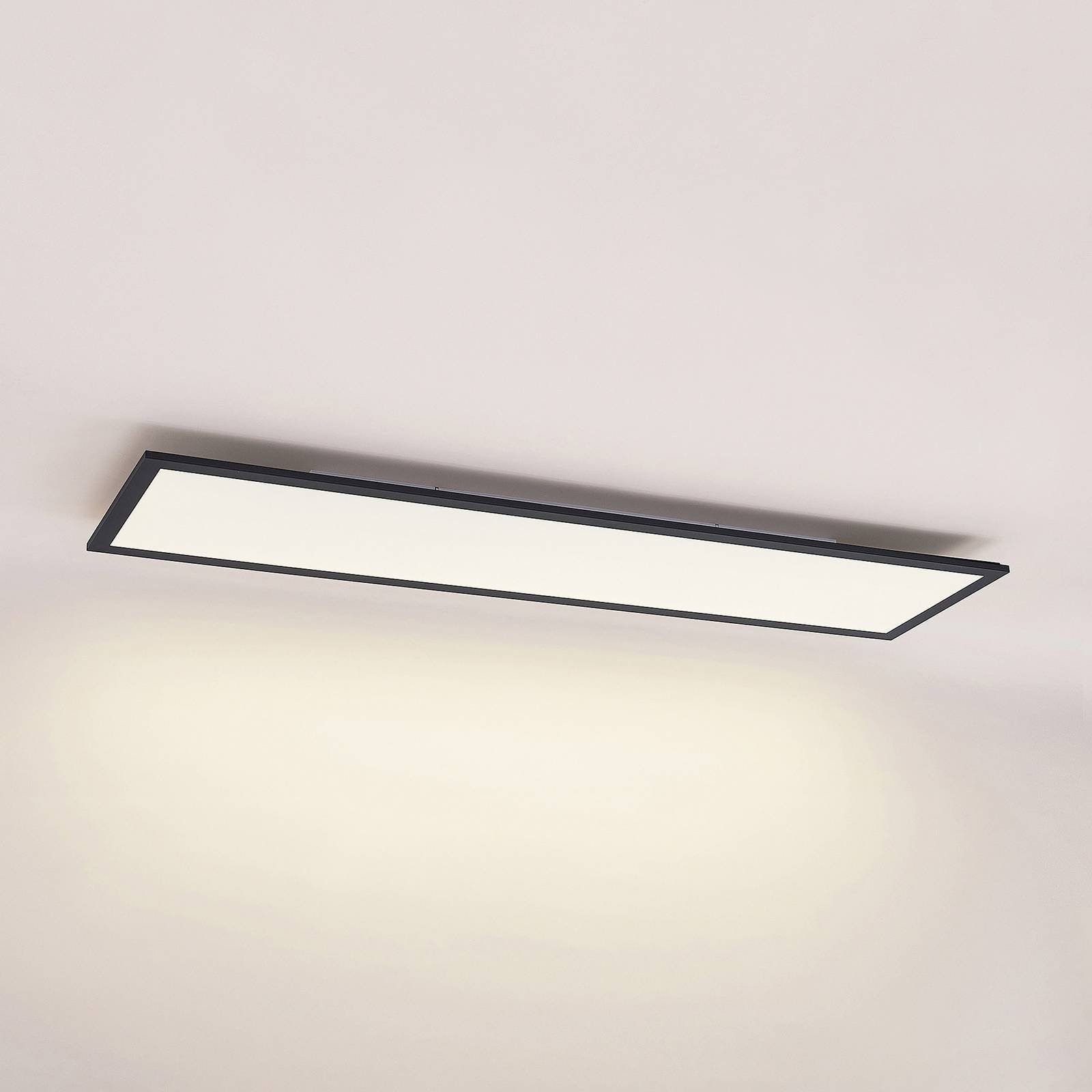 Lindby LED flammig, Panel weiß, Nelios, Schwarz, Kunststoff, Aluminium, Modern, fest universalweiß, 1 inkl. verbaut, LED-Leuchtmittel