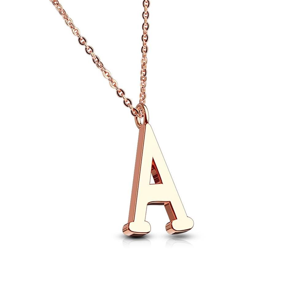 Halskette Buchstaben Damen A | Ketten-Set Kette (1-tlg), Necklace Rosegold aus Edelstahl BUNGSA ohne Anhänger