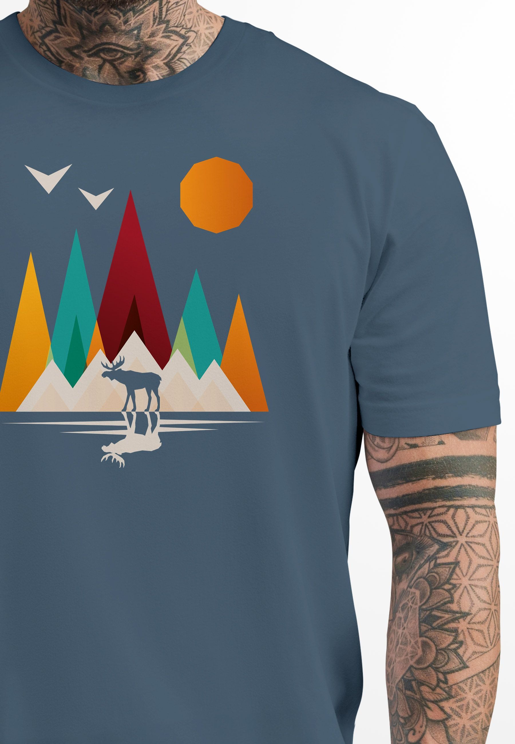 Neverless Print-Shirt Herren T-Shirt Berge Elch günstig online kaufen