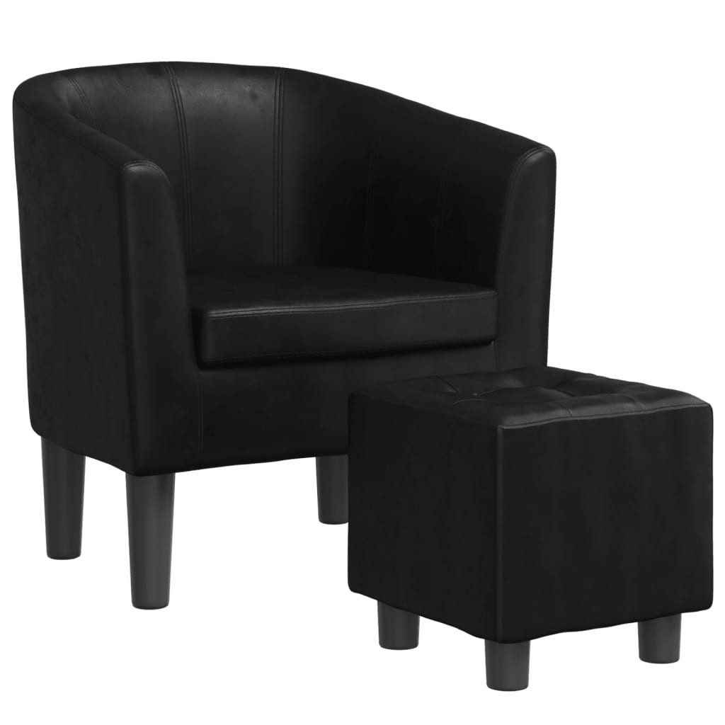 furnicato Cocktailsessel Moderner schwarzer Clubsessel mit Fußhocker, 70x56x68 cm (1-St)