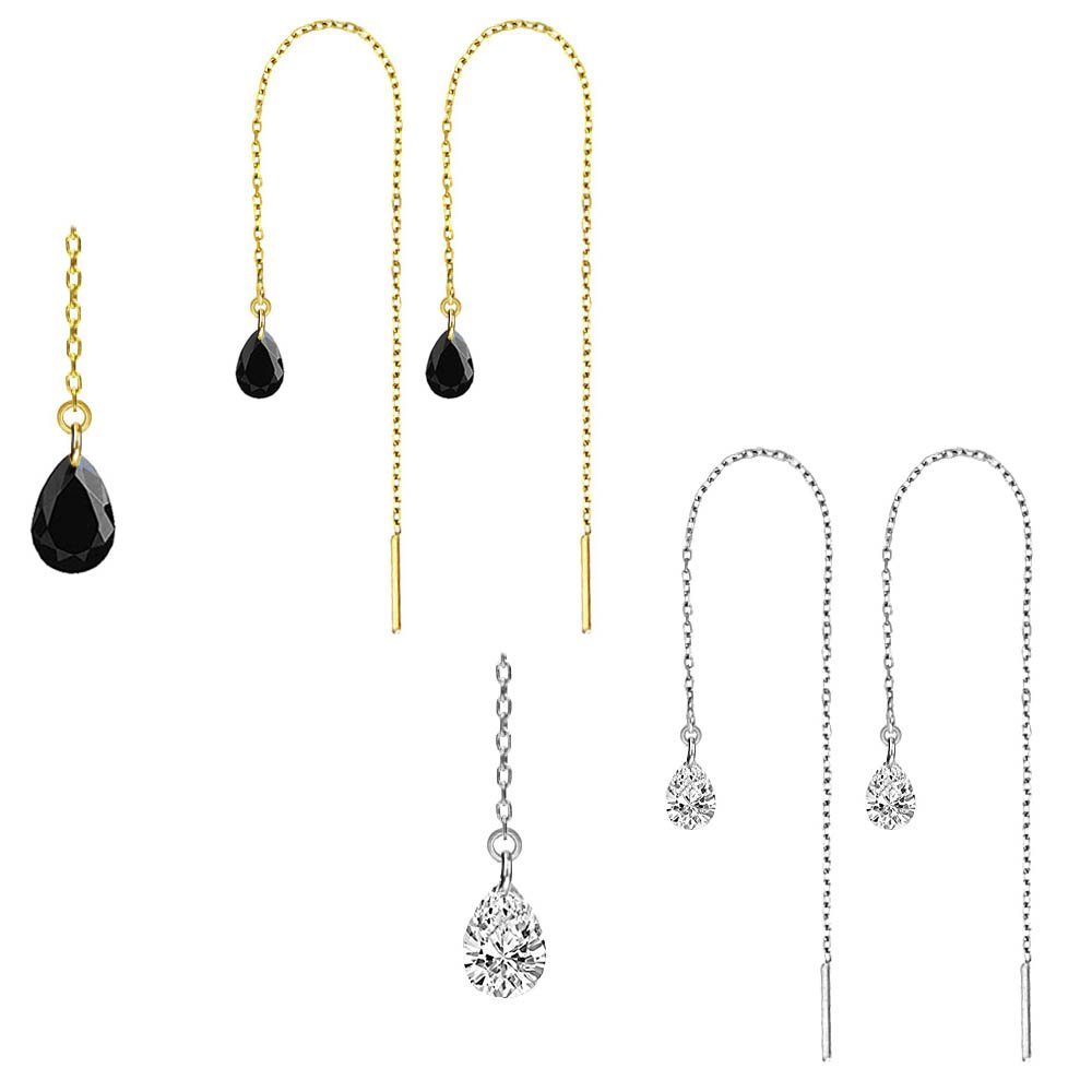 viva-adorno Paar Ohrhänger Durchzieher Ohrringe Kettenohrringe Ketten Kette günstig online kaufen