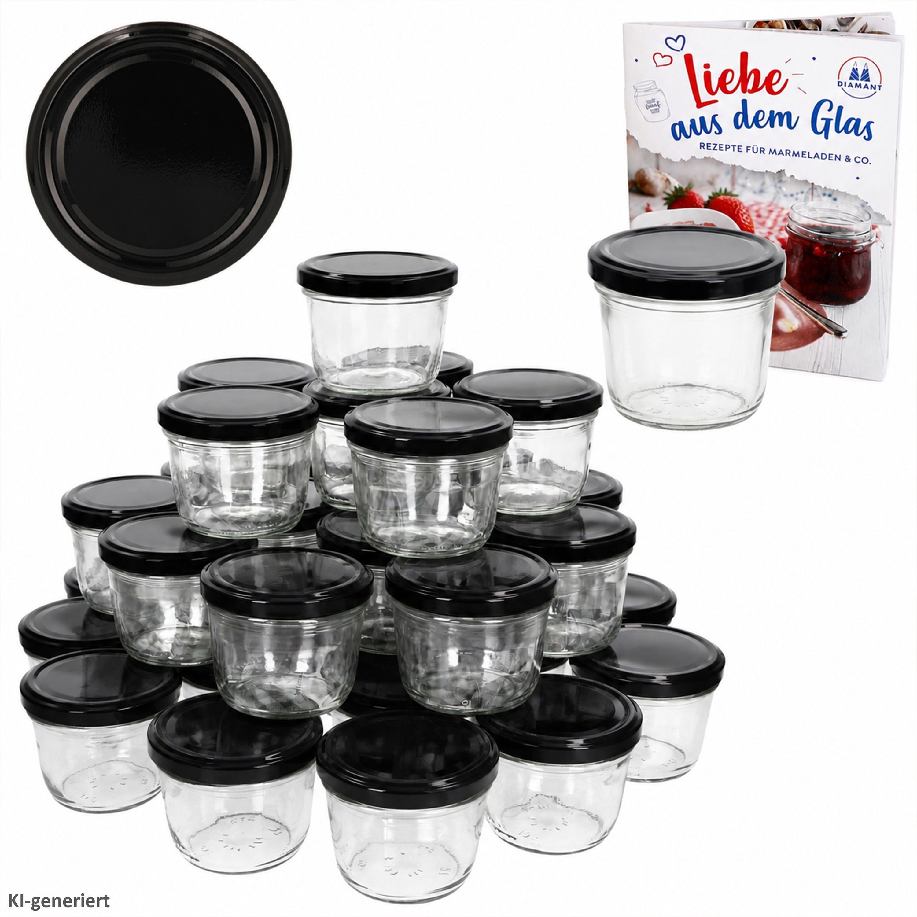 MamboCat Einmachglas 100er Set Sturzglas 230 ml Einmachglas To 82 schwarzer Deckel, Glas – Bild 2 von 5