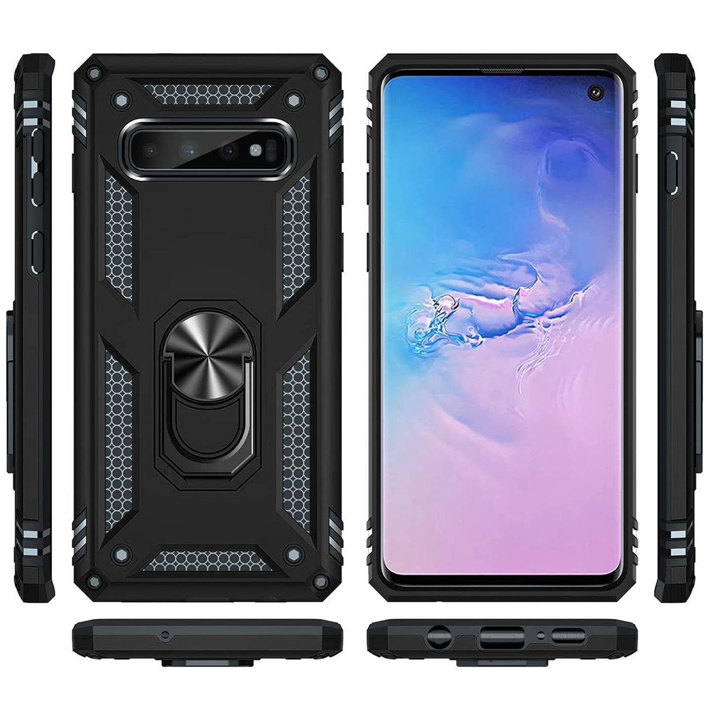 CoolGadget Handyhülle Armor Shield Case für Samsung Galaxy S10 6,1 Zoll, Outdoor Cover mit Magnet Ringhalterung Handy Hülle für Samsung S10