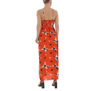 Ital-Design Sommerkleid Damen Freizeit Wickeloptik Geblümt Maxikleid in Orange