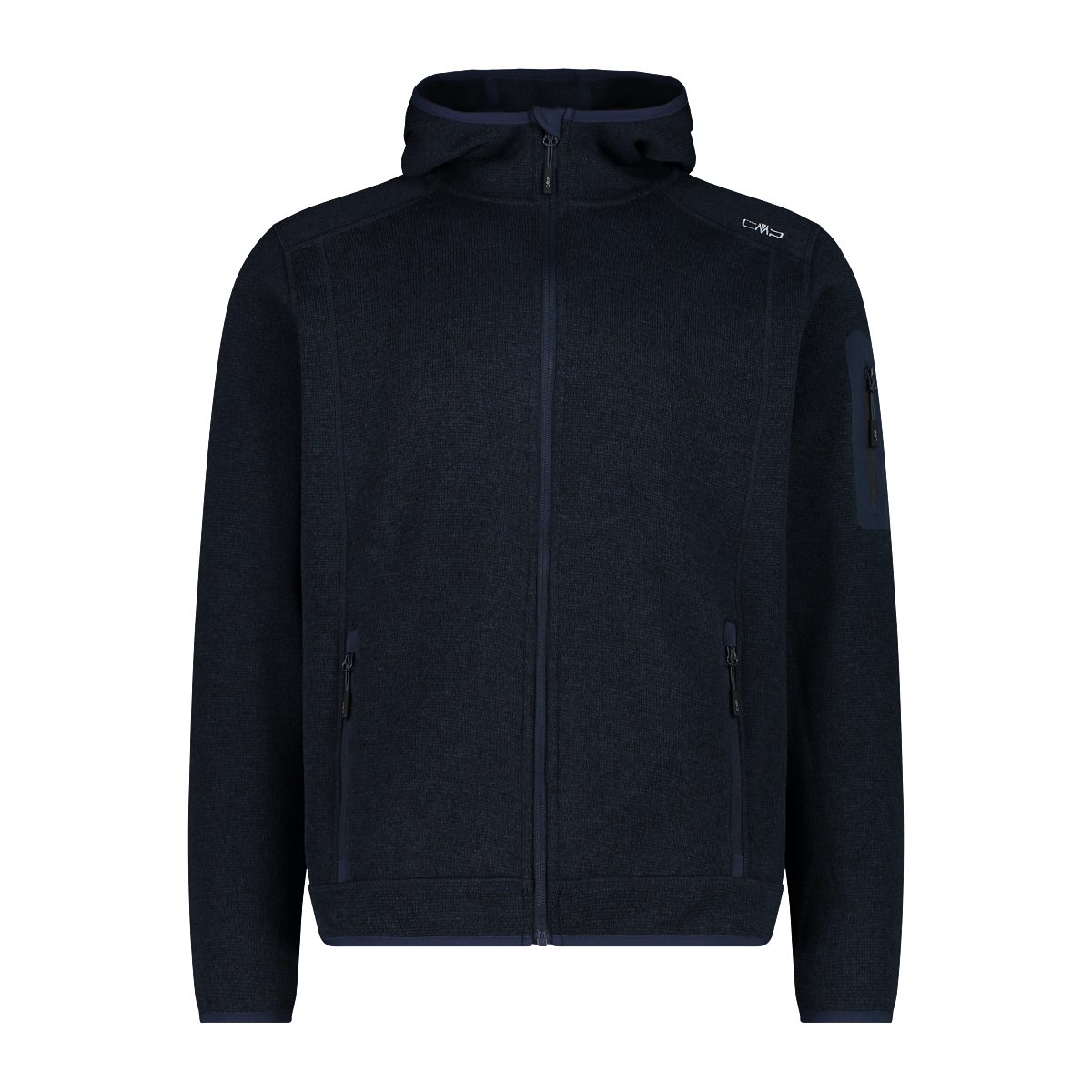 CMP Strickfleecejacke MAN JACKET FIX HOOD atmungsaktiv, wärmend, mit Reißverschlusstaschen und Ärmeltasche