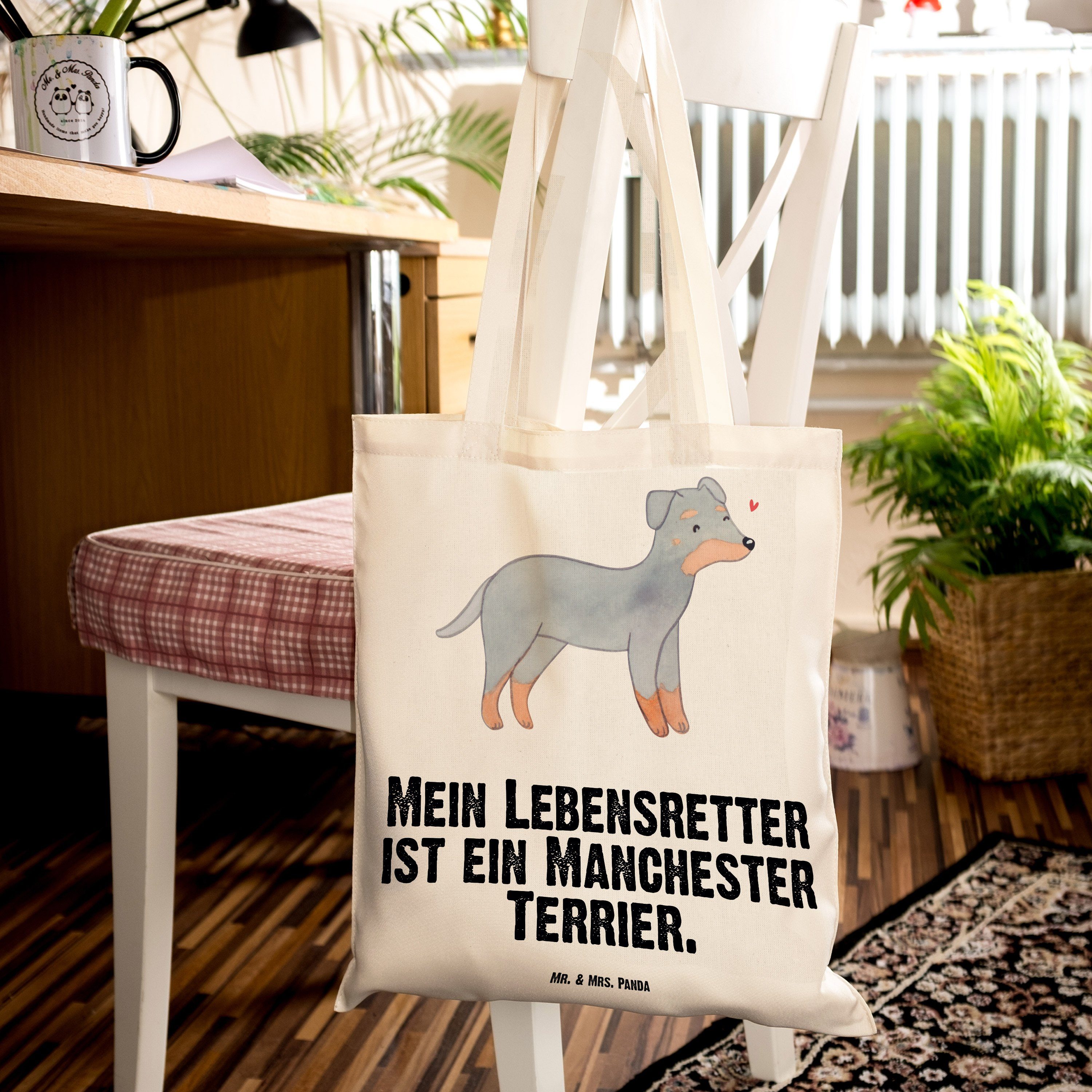 Mr. & Tragetasche Terrier (1-tlg) Transparent Geschenk, - H Mrs. Panda Lebensretter - Schenken, Manchester