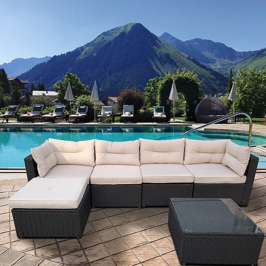 Mucola Gartenmöbelset »Rattanmöbel Gartenset Aluminium Anthrazit Beige