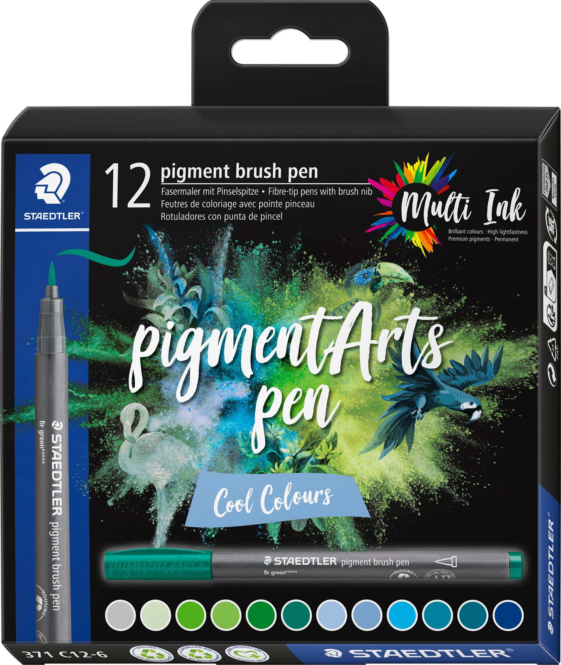 STAEDTLER Pinselstift Pigment brush pen, 12er-Set