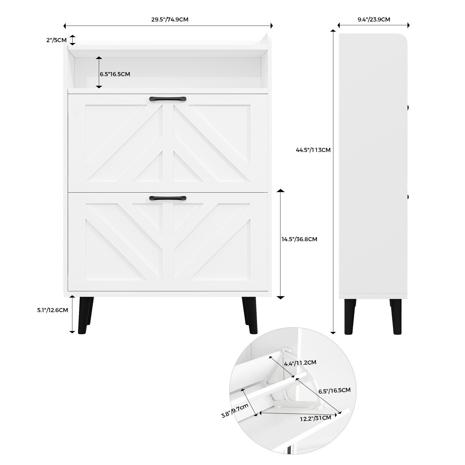VOWNER Schuhschrank mit 2 Klappen, verstellbarem & abnehmbaren Regal, Holzb günstig online kaufen