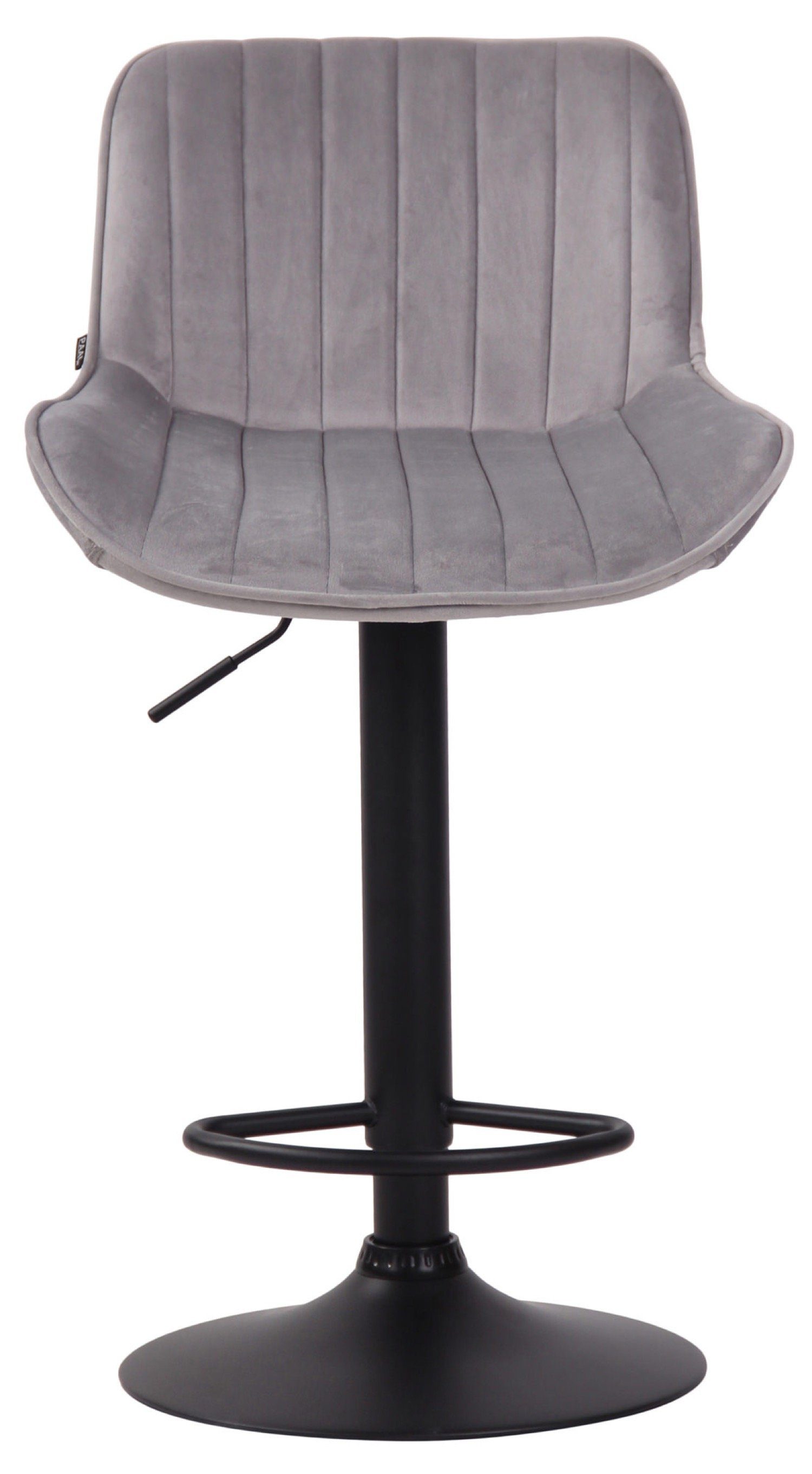 TPFLiving und Hocker Rückenlehne Küche und Metall drehbar für Samt Barhocker Gestell bequemer angenehmer Sitzfläche: Grau 360° (Barstuhl - höhenverstellbar), & Fußstütze Theke - schwarz Lento mit