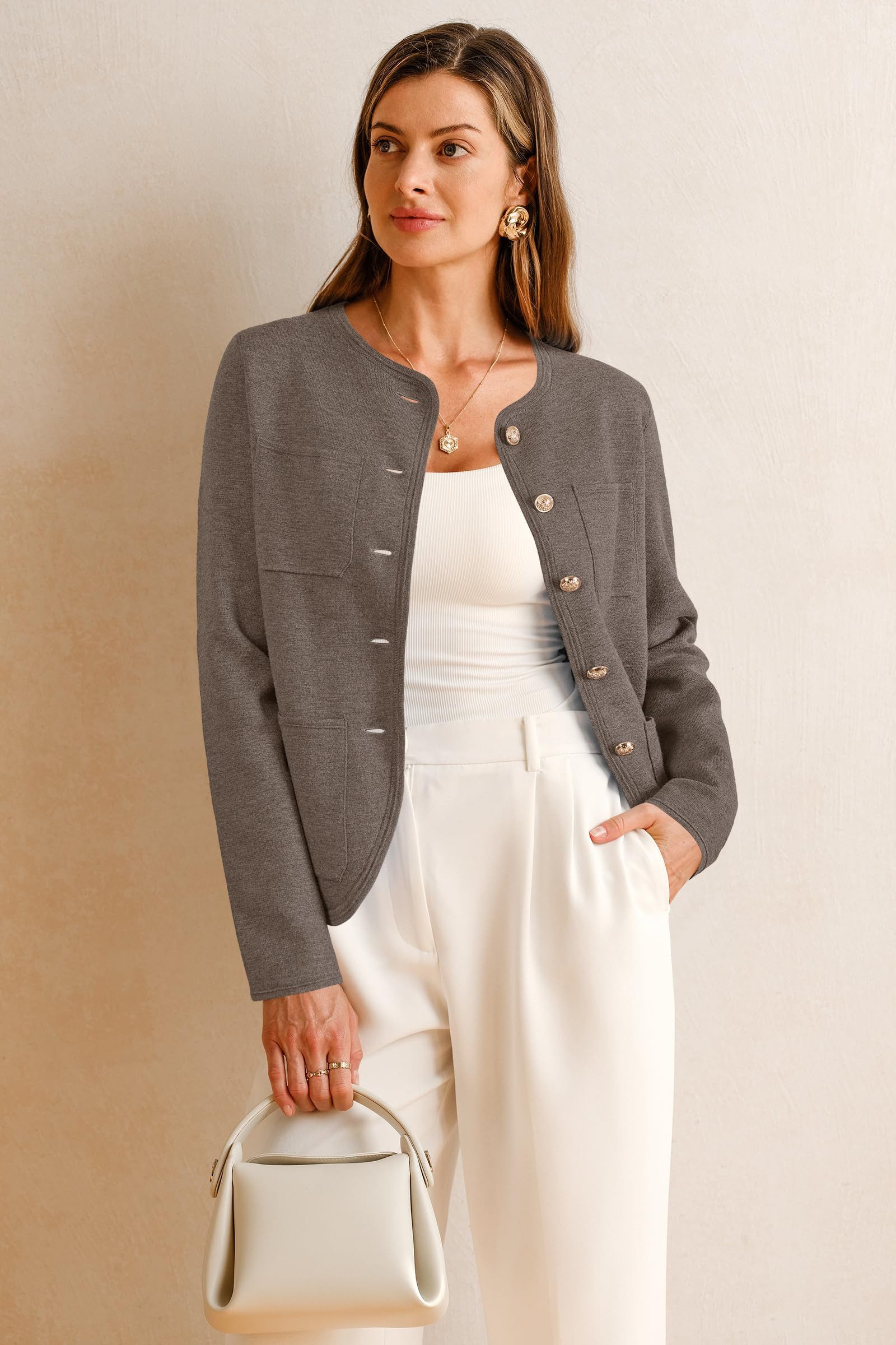Arach&Cloz Jackett Damen Damen-Sweater-Blazer aus Wollmischung, Business-Ca günstig online kaufen